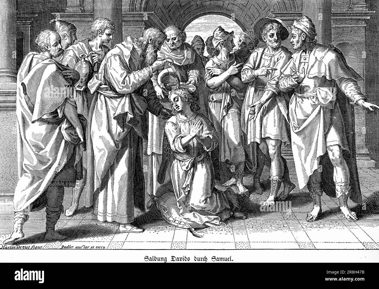 Vater Davids Im Alten Testament Vier Buchstaben Onction du roi david avec la corne Banque de photographies et d’images