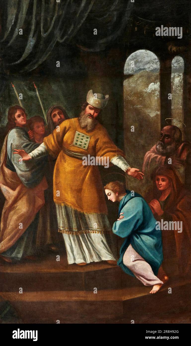 Presentazione di Maria al tempio olio su tela pittore siciliano