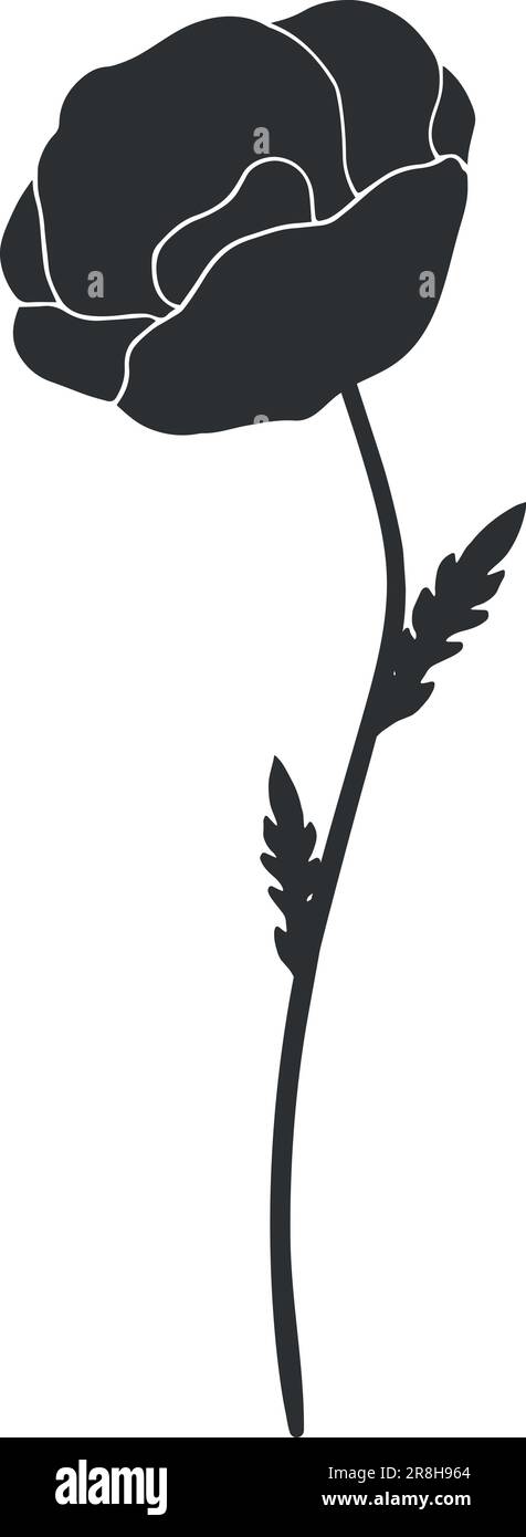 Contour de fleur de pavot isolé sur fond blanc. Illustration vectorielle Illustration de Vecteur
