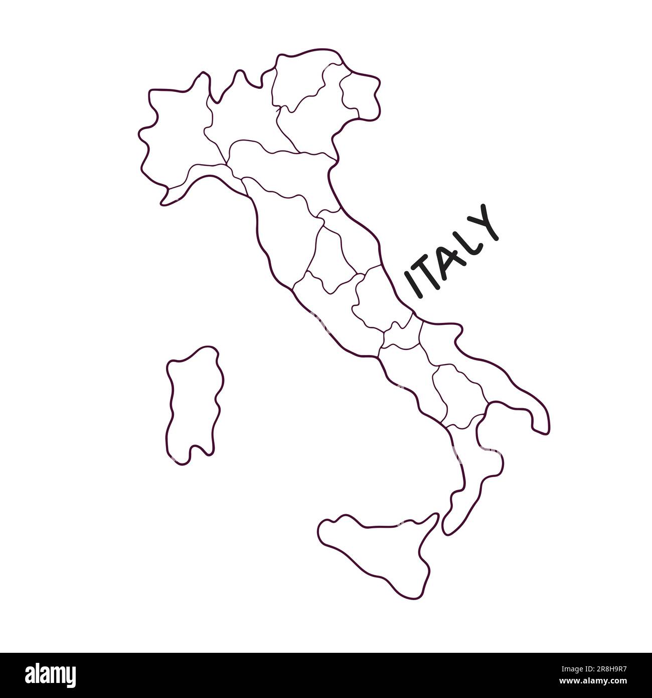 Carte de l'Italie dessinée à la main Illustration de Vecteur
