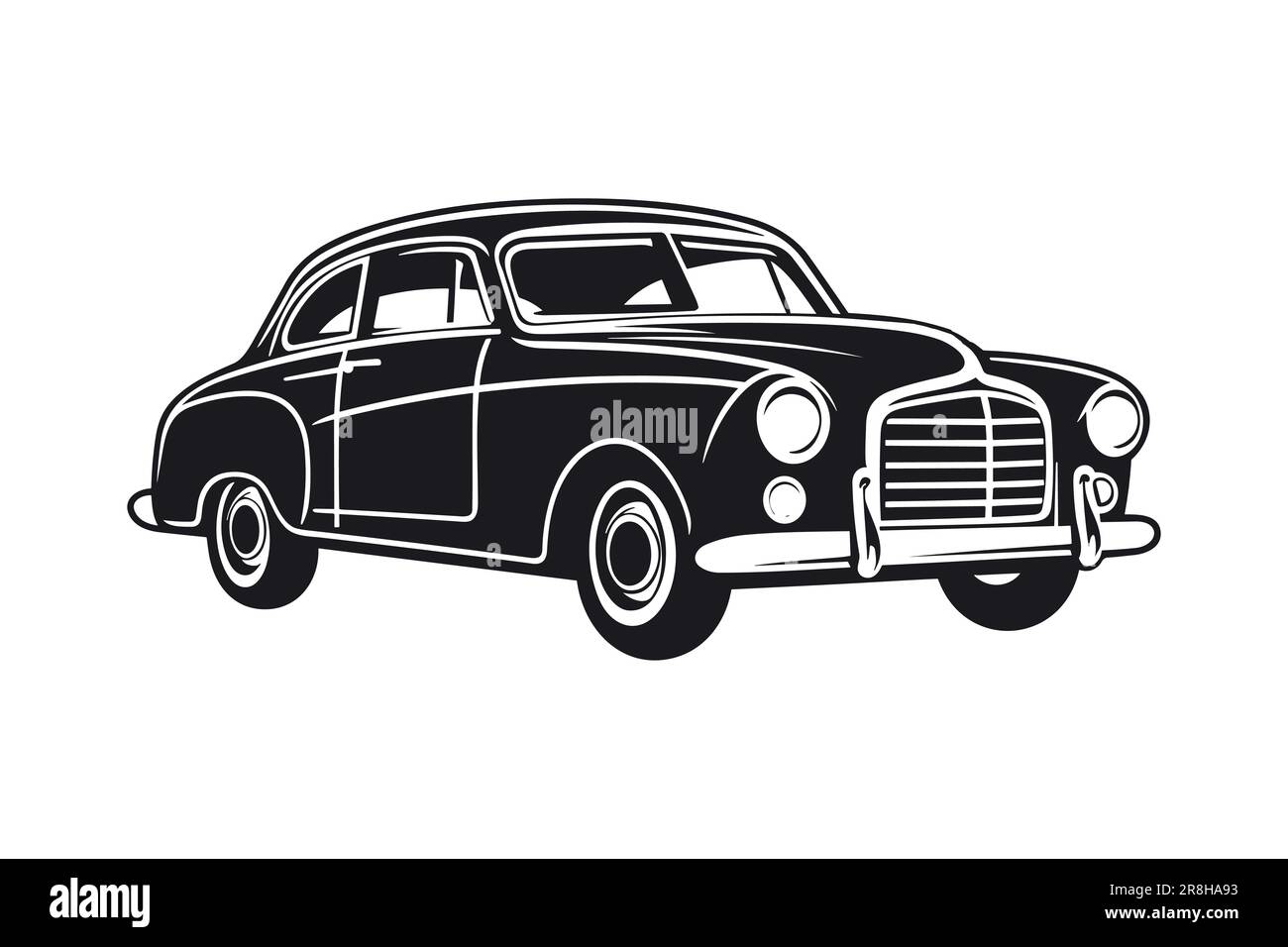 silhouette de voiture classique vintage. dessin de voiture rétro. Illustration vectorielle Illustration de Vecteur