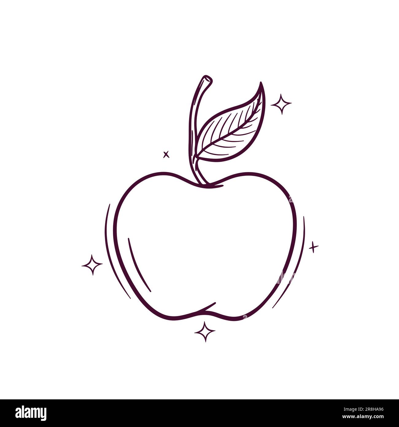 Pomme dessinée à la main. Illustration de l'esquisse du vecteur Doodle Illustration de Vecteur