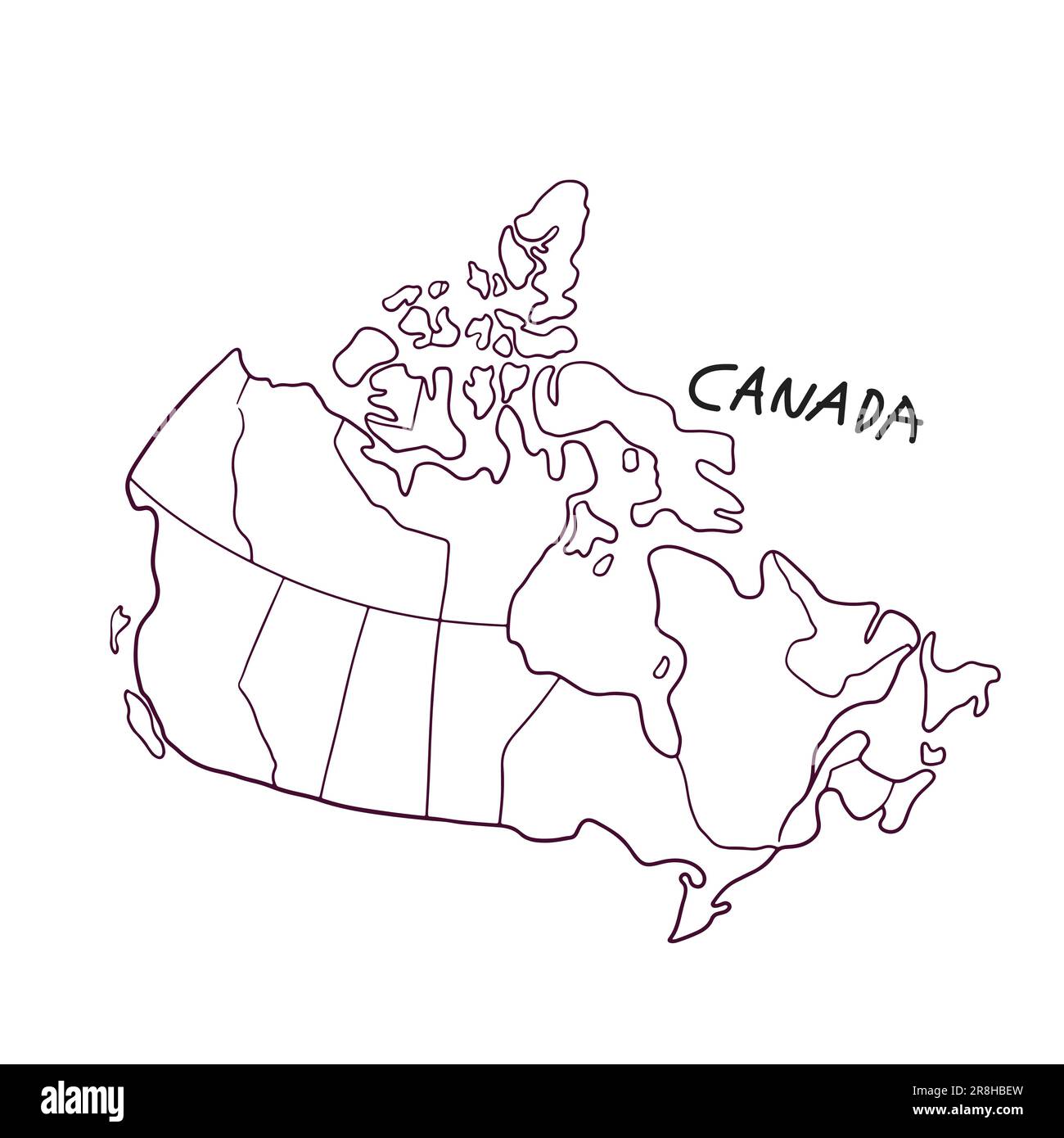 Carte Doodle dessinée à la main du Canada Illustration de Vecteur