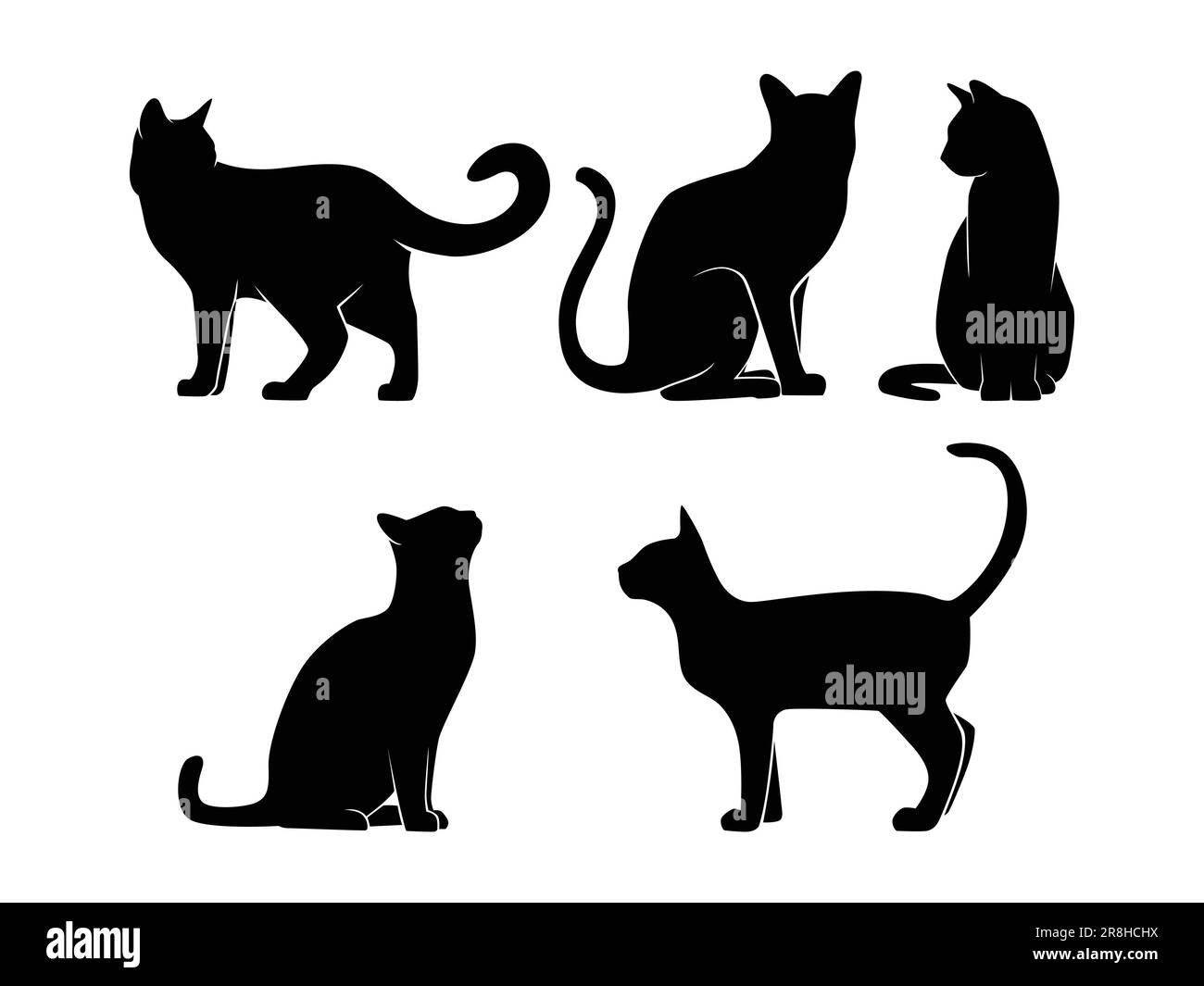 Ensemble de Cats Silhouette isolé sur fond blanc - Illustration vectorielle Illustration de Vecteur