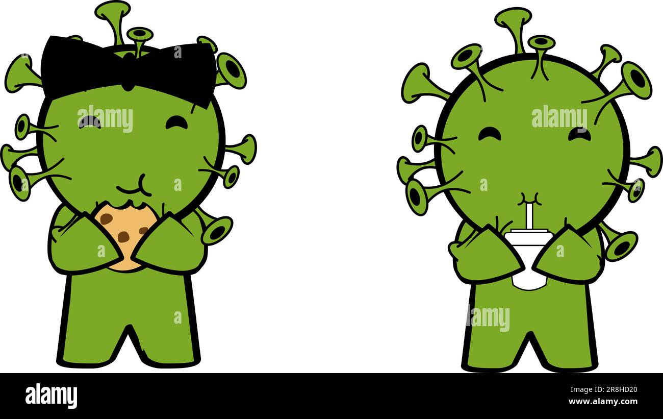 sweet couple coronavirus personnage de dessin animé expressions pack de l'illustration de la colletion au format vectoriel Illustration de Vecteur