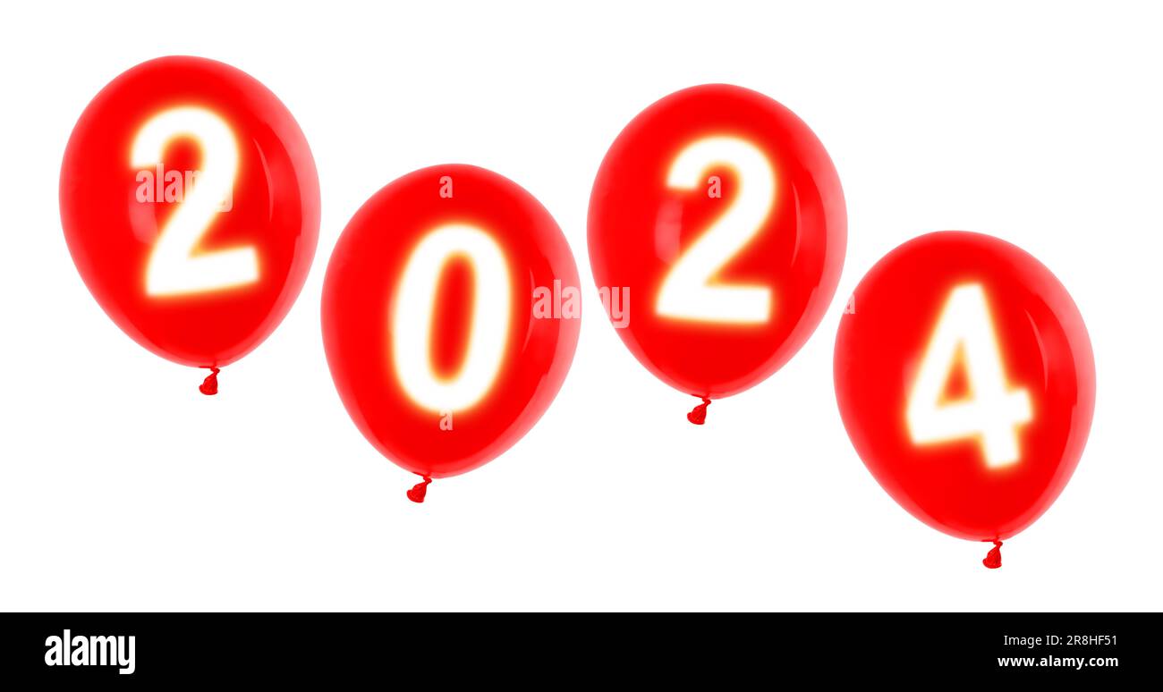 Ballons rouges du nouvel an 2024 Banque D'Images