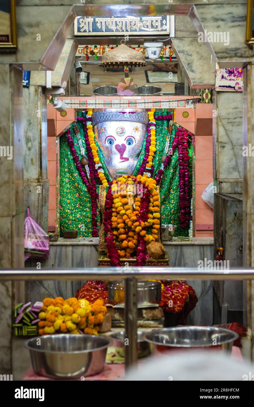 isoler dieu hindou ganesha ancienne statue à l'image du temple est prise au temple de ganesh jodhpur rajasthan inde. Banque D'Images