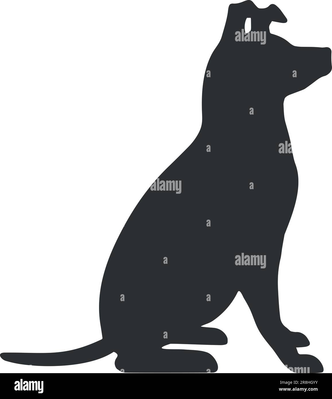 Silhouette de chien assis dessinée à la main Illustration de Vecteur