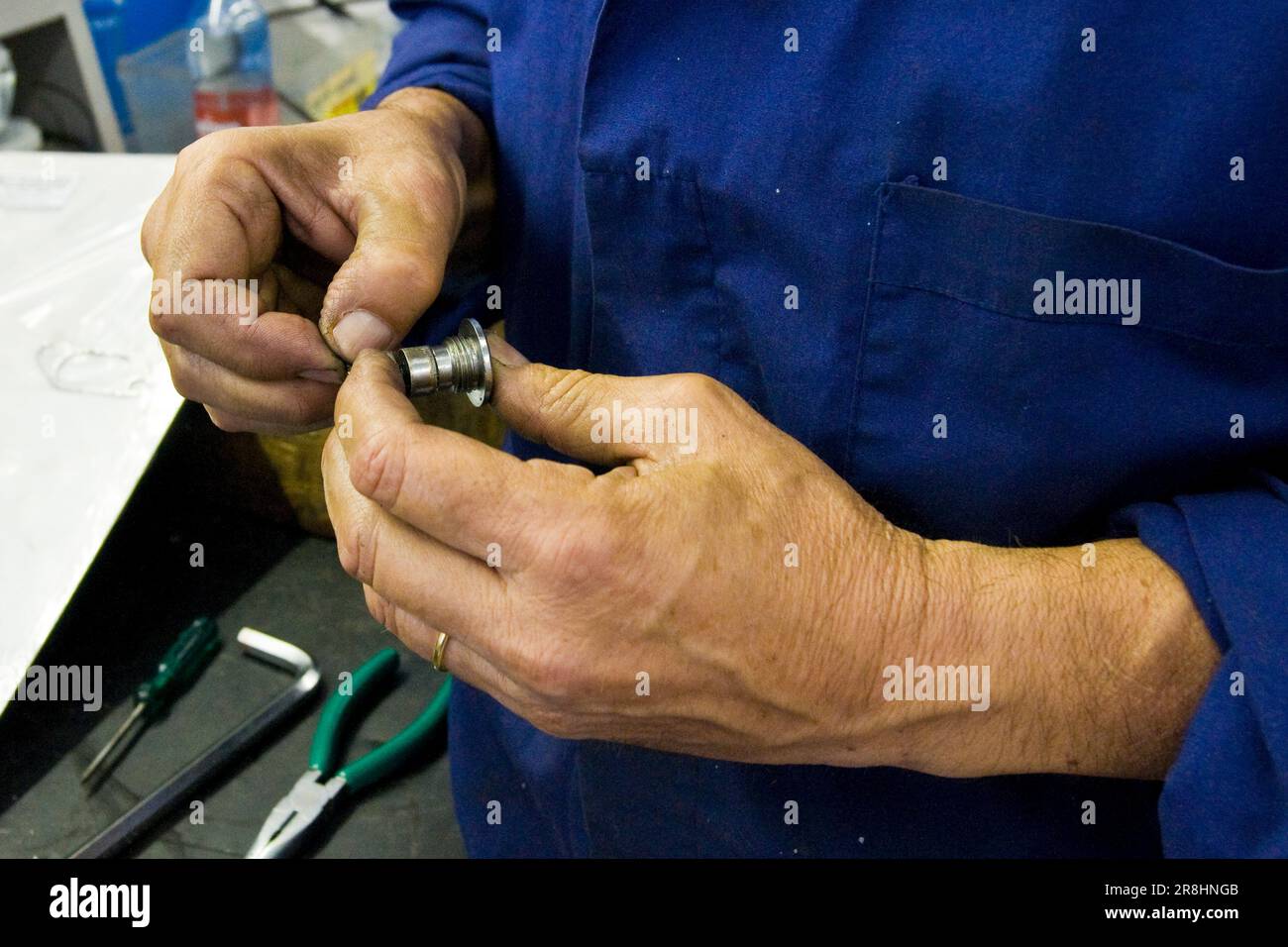 Atelier. Musée scooter et Lambretta. Rodano. Milan Provice. Italie Banque D'Images