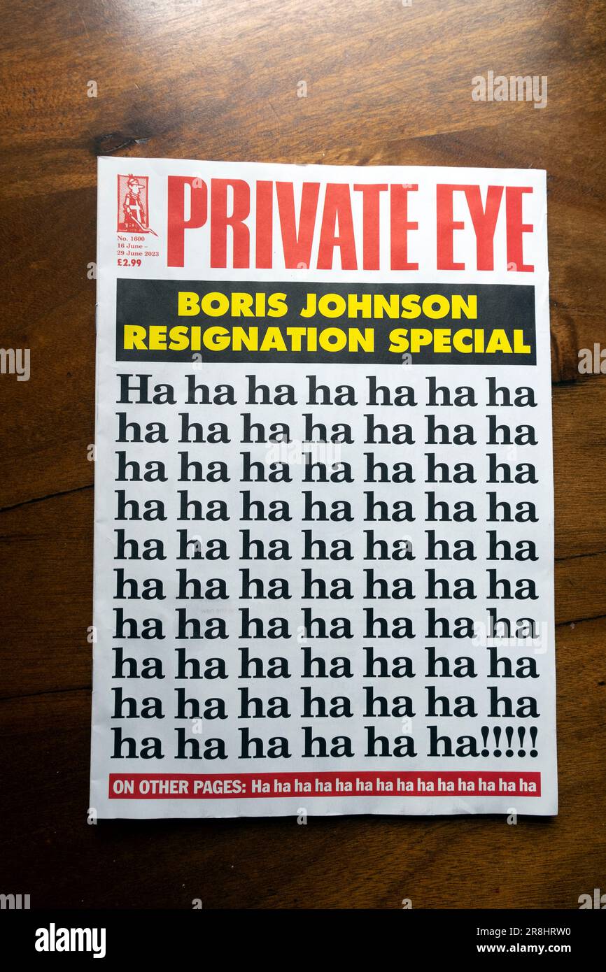 Magazine Private Eye Cover MP 'Boris Johnson démission Special' Ha ha ha ha ha ha ha ha ha ha ha ha Ha ha ha ha juin 2023 Londres Angleterre Royaume-Uni Grande-Bretagne Banque D'Images