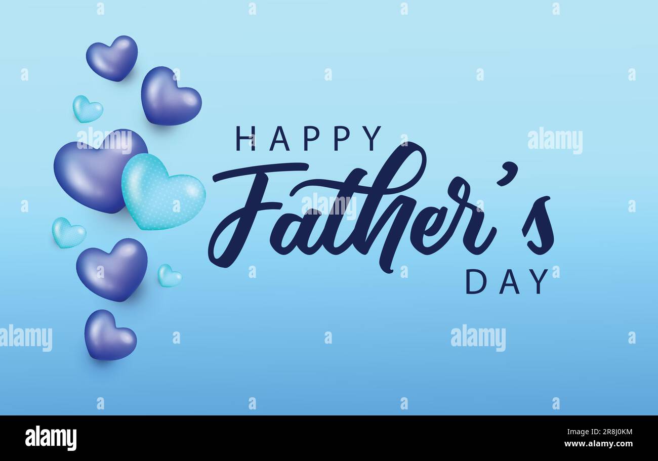 Carte de fête des pères sur fond bleu illustration vectorielle. Design Happy Father Day pour carte de vœux, affiche, bannière, impression, envoi. Illustration de Vecteur