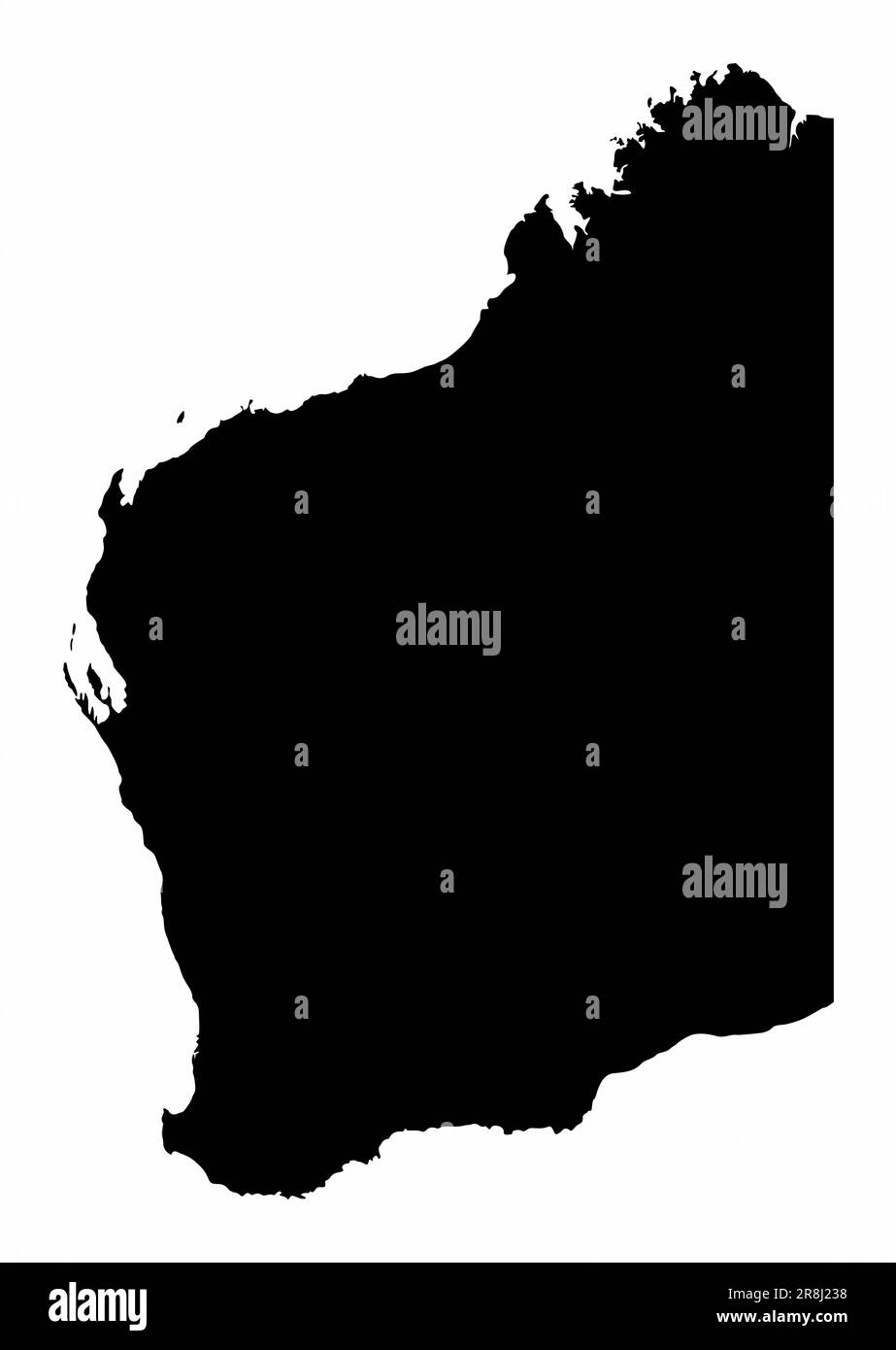 Silhouette de carte de l'Australie occidentale isolée sur fond blanc Illustration de Vecteur