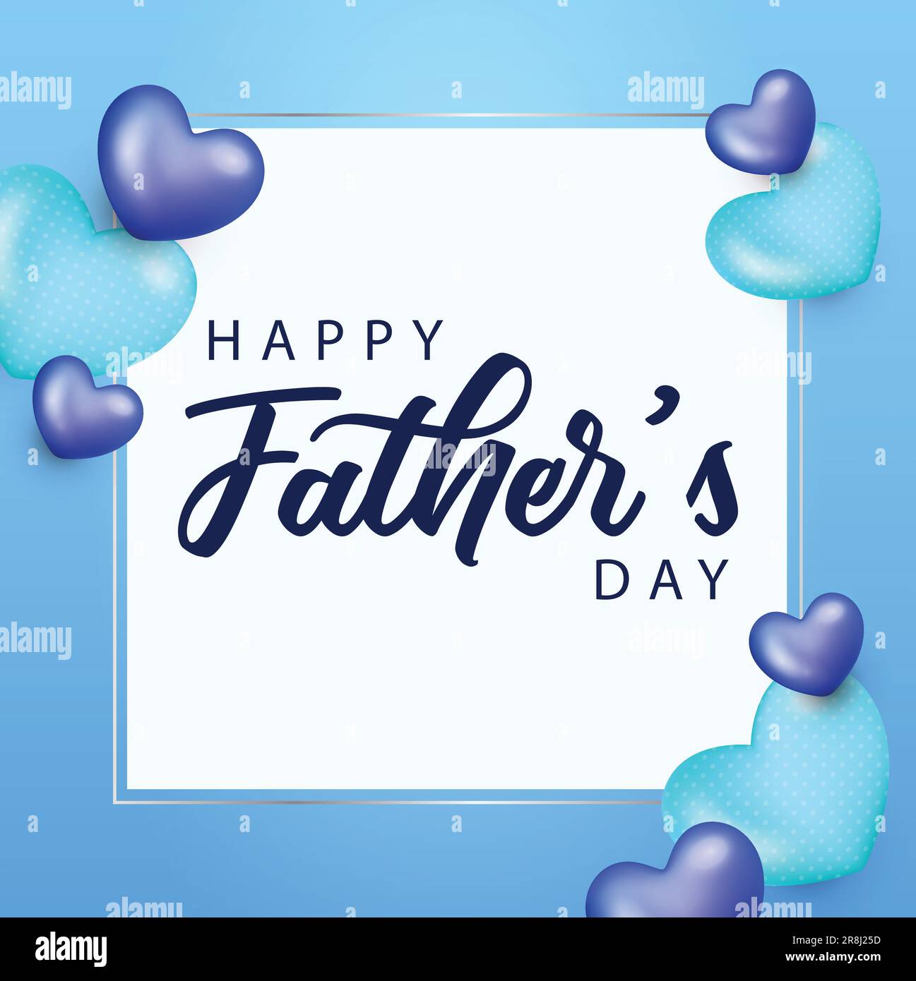 Carte de fête des pères sur fond bleu illustration vectorielle. Design Happy Father Day pour carte de vœux, affiche, bannière, impression, envoi. Illustration de Vecteur