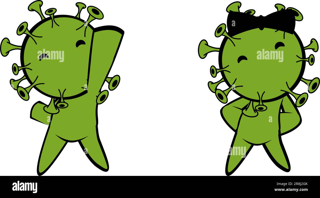 kawaii coronavirus personnage expressions de dessin animé pack d'illustration de la mise en forme de vecteur Illustration de Vecteur