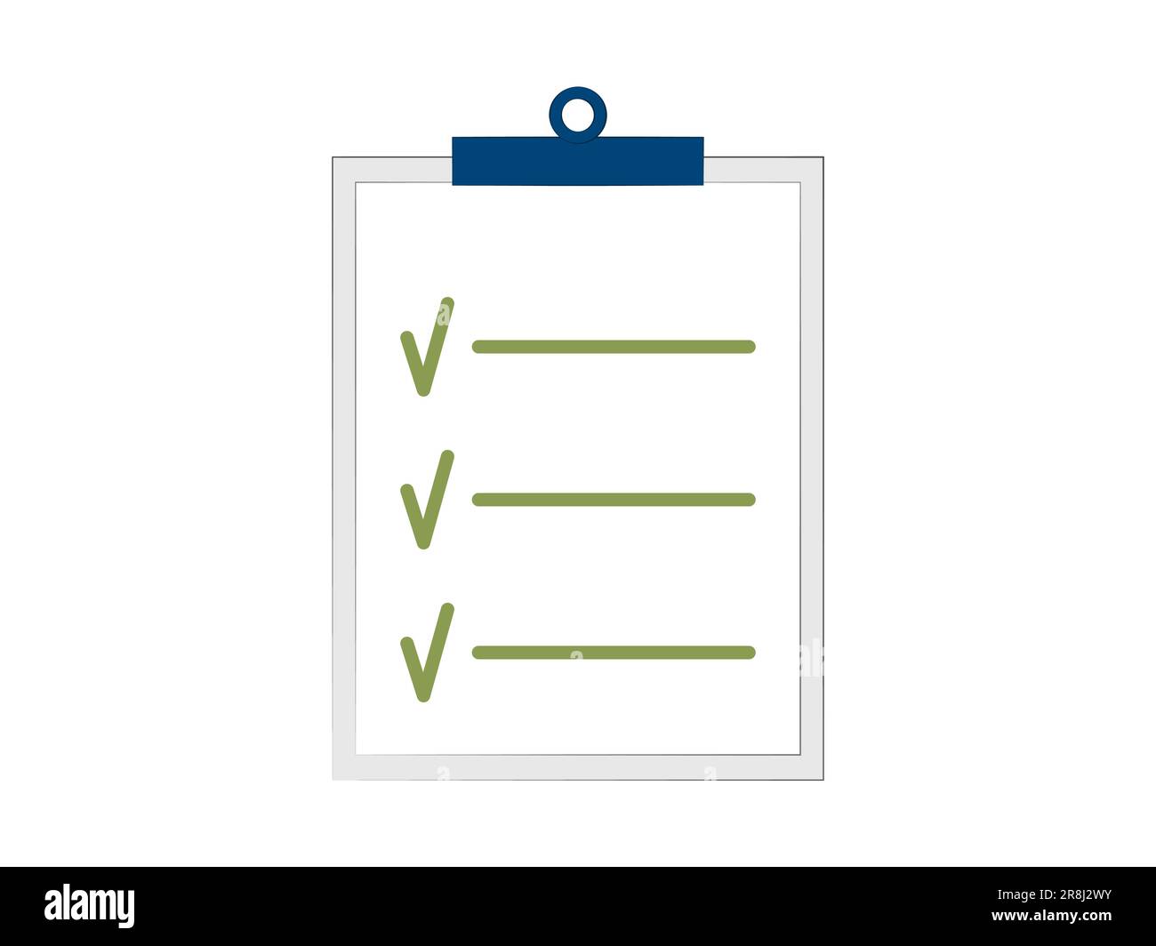 Presse-papiers et coches. Icône Web isolée sur fond blanc. Liste des tâches, étude, concepts d'examen. Illustration de Vecteur