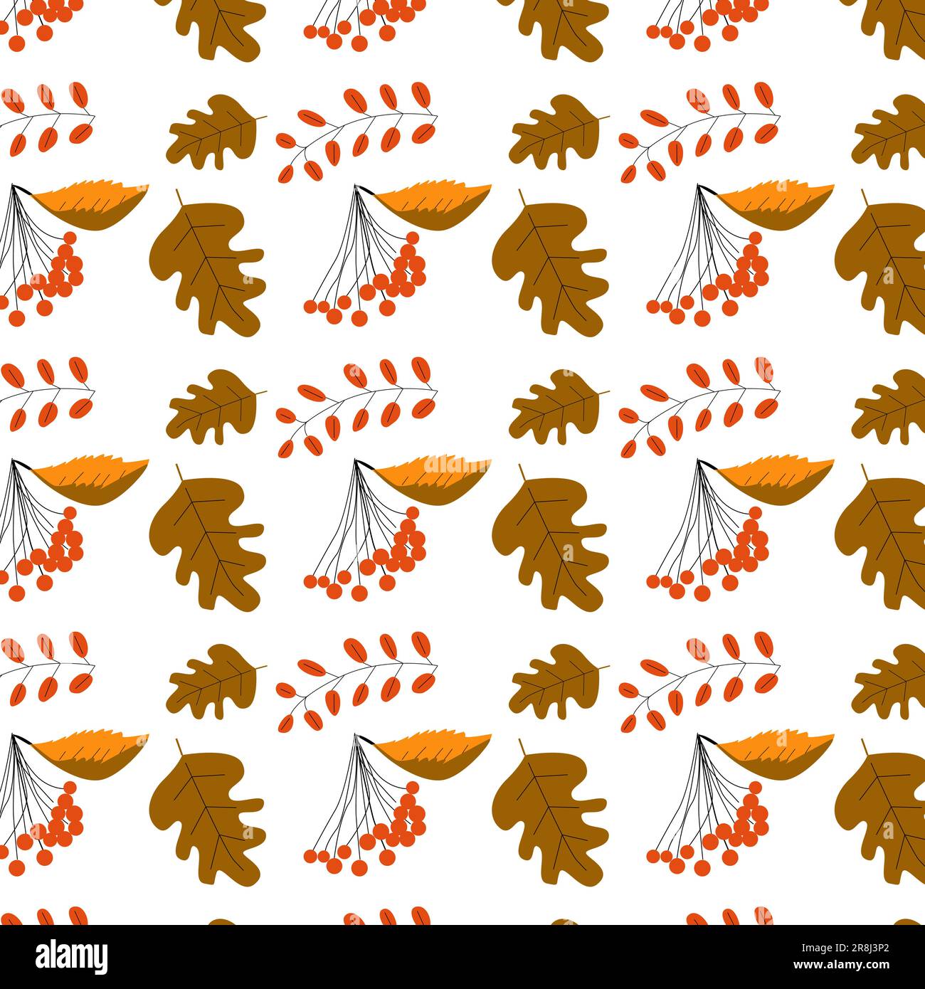 motif sans couture avec feuilles de rowan et de chêne Illustration de Vecteur