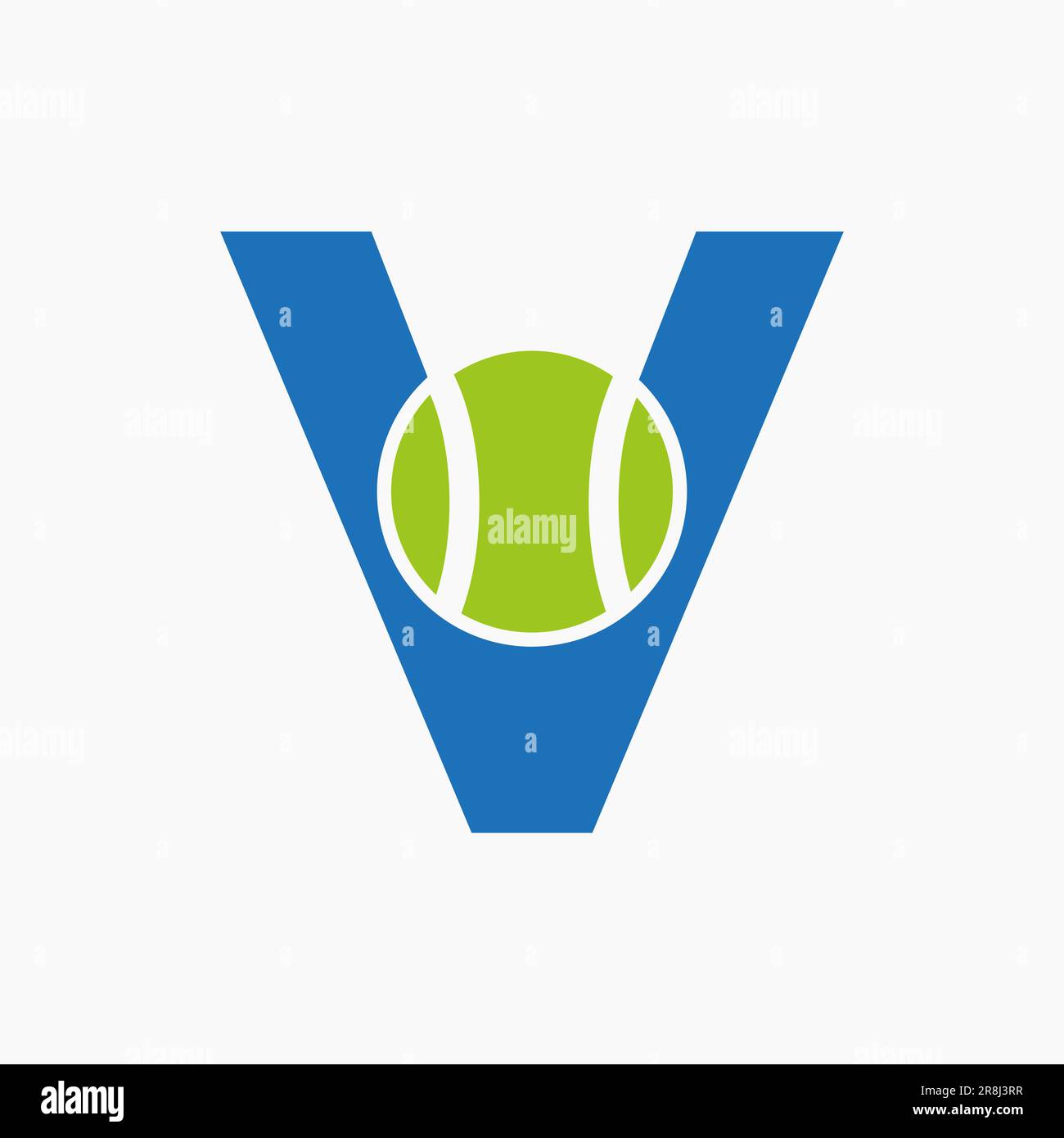 Logo tennis sur le concept lettre V. Logotype sportif de tennis modèle vectoriel de symbole Illustration de Vecteur