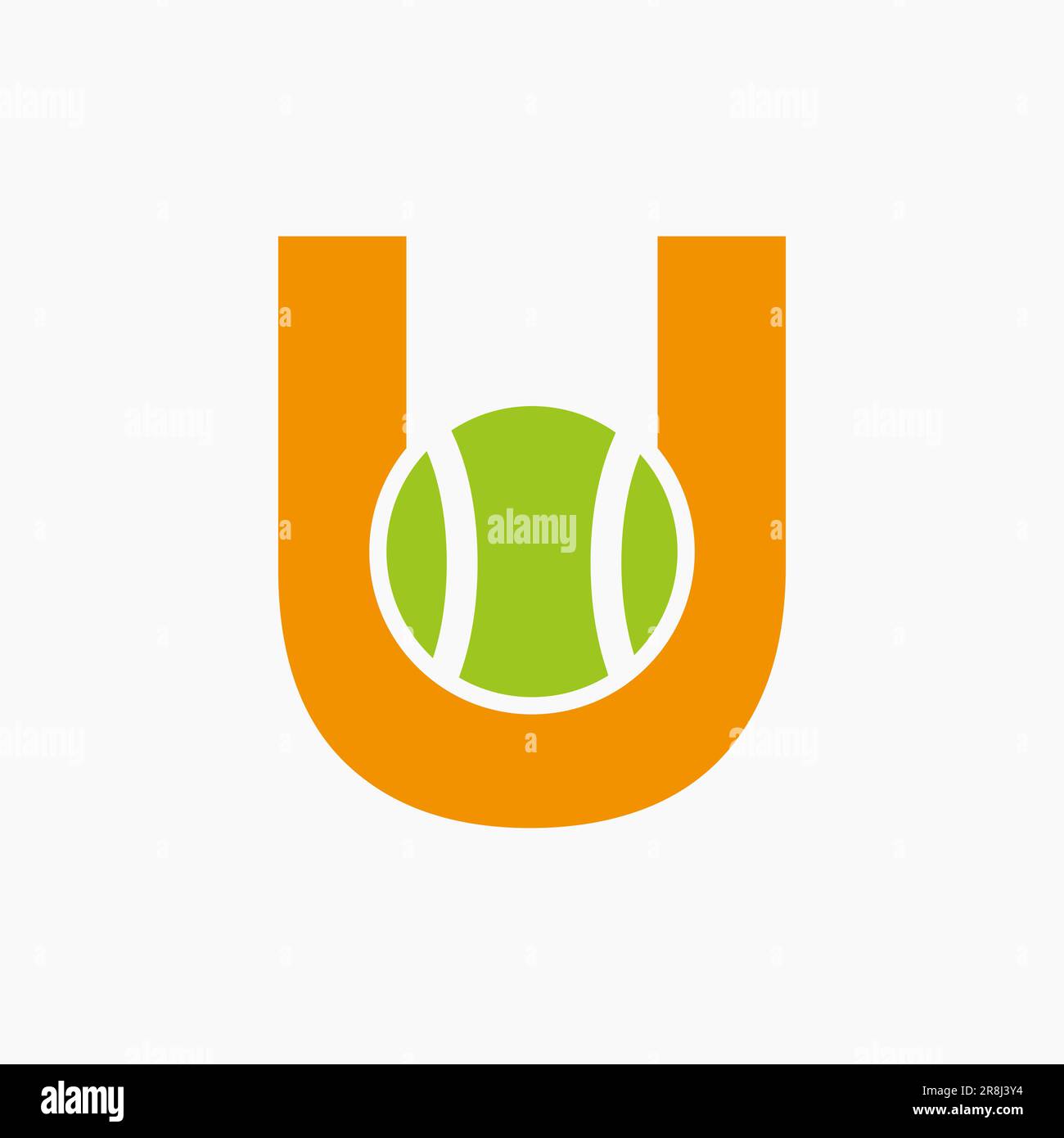 Logo tennis sur le concept lettre U. Logotype sportif de tennis modèle vectoriel de symbole Illustration de Vecteur