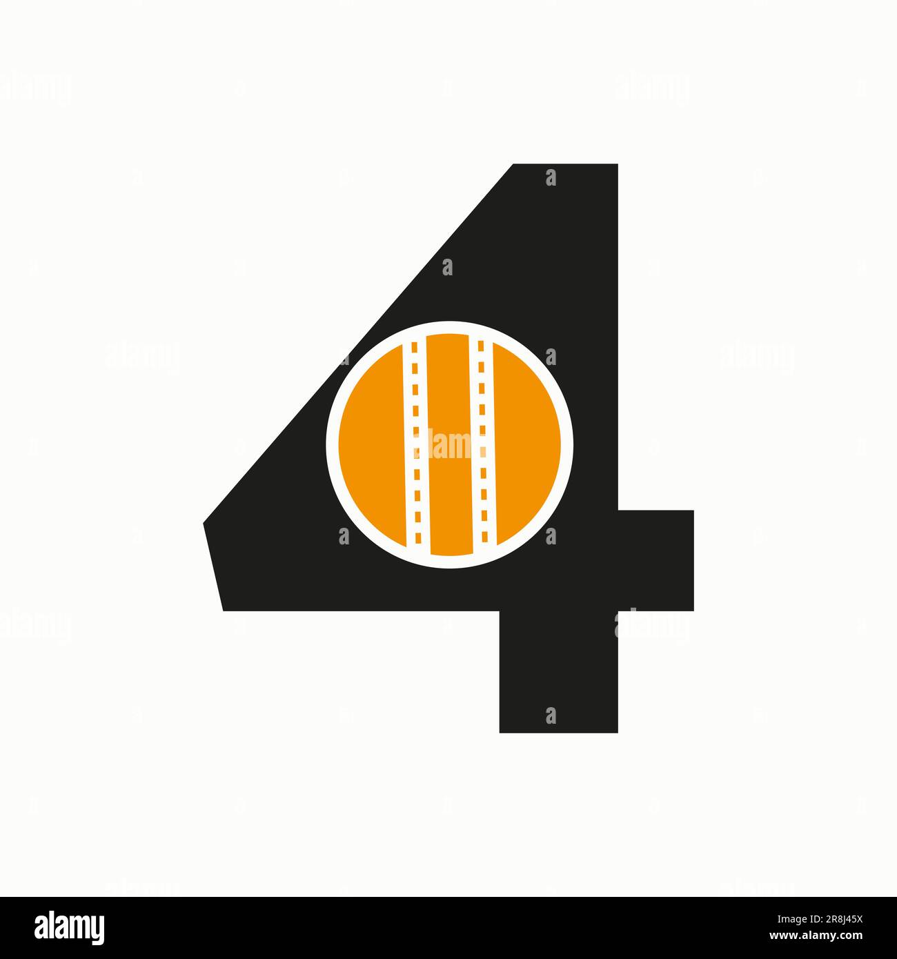 Logo de cricket sur le concept de la lettre 4. Symbole du club de cricket Illustration de Vecteur