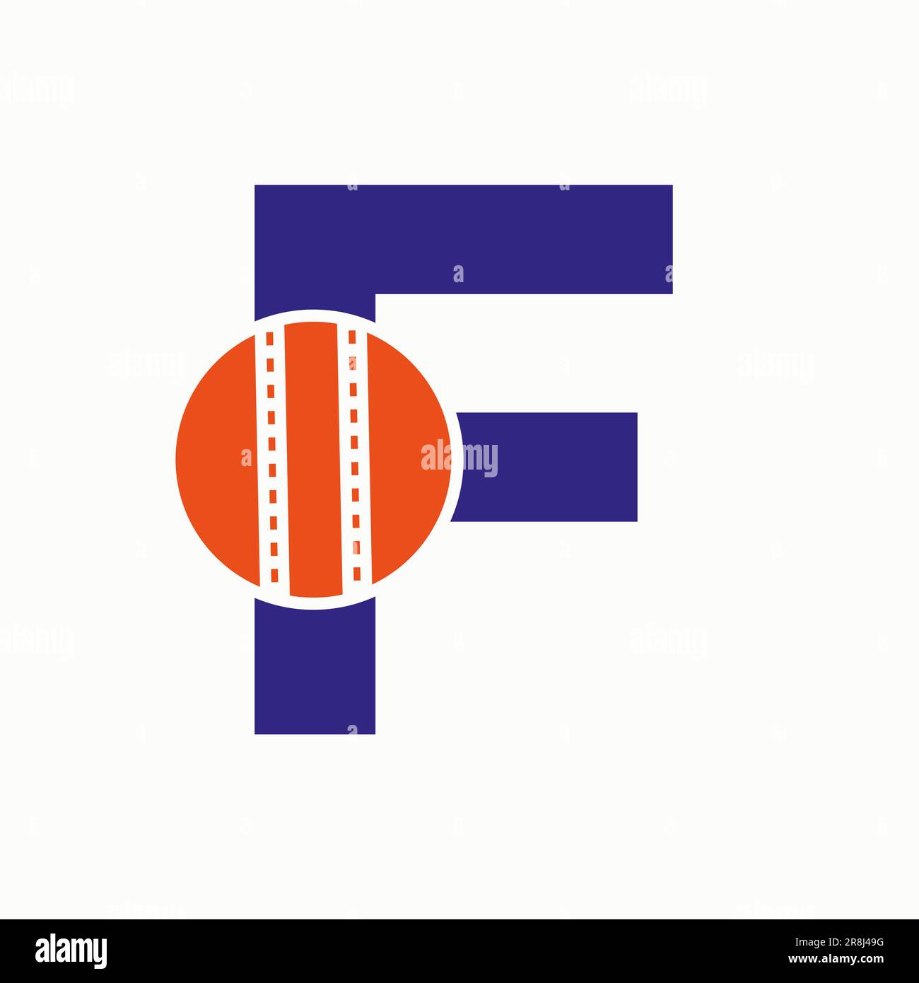 Logo de cricket sur le concept de la lettre F. Symbole du club de cricket Illustration de Vecteur