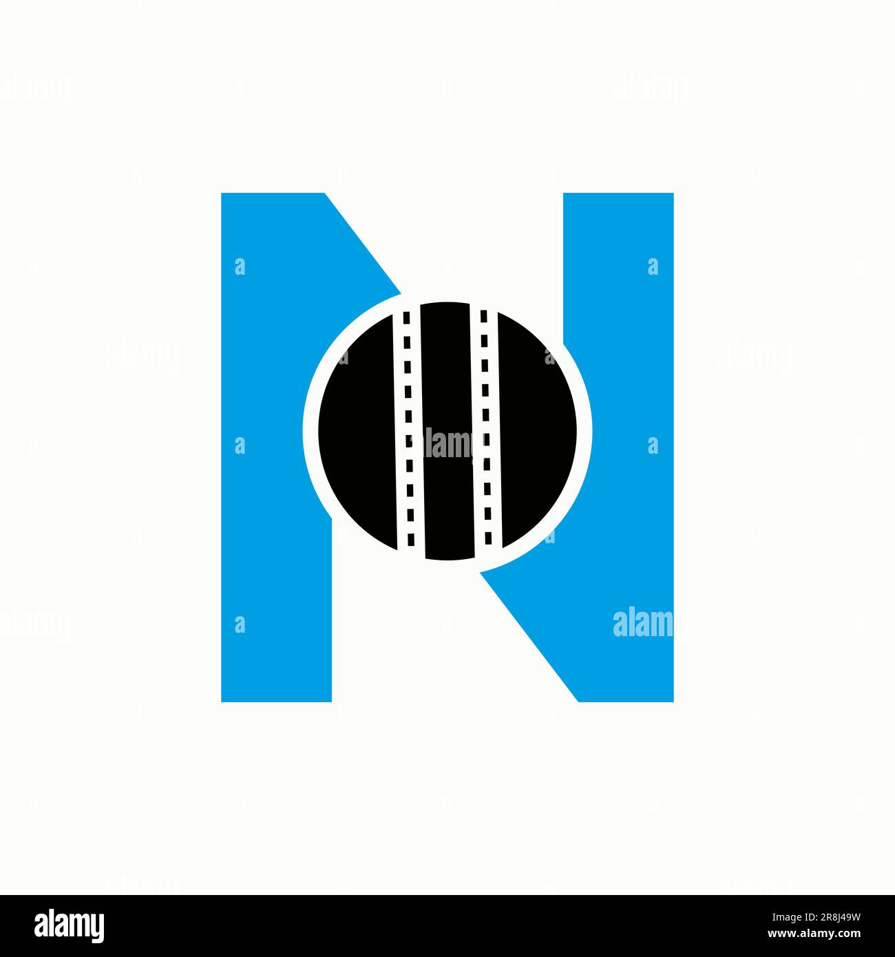 Logo de cricket sur le concept lettre N. Symbole du club de cricket Illustration de Vecteur