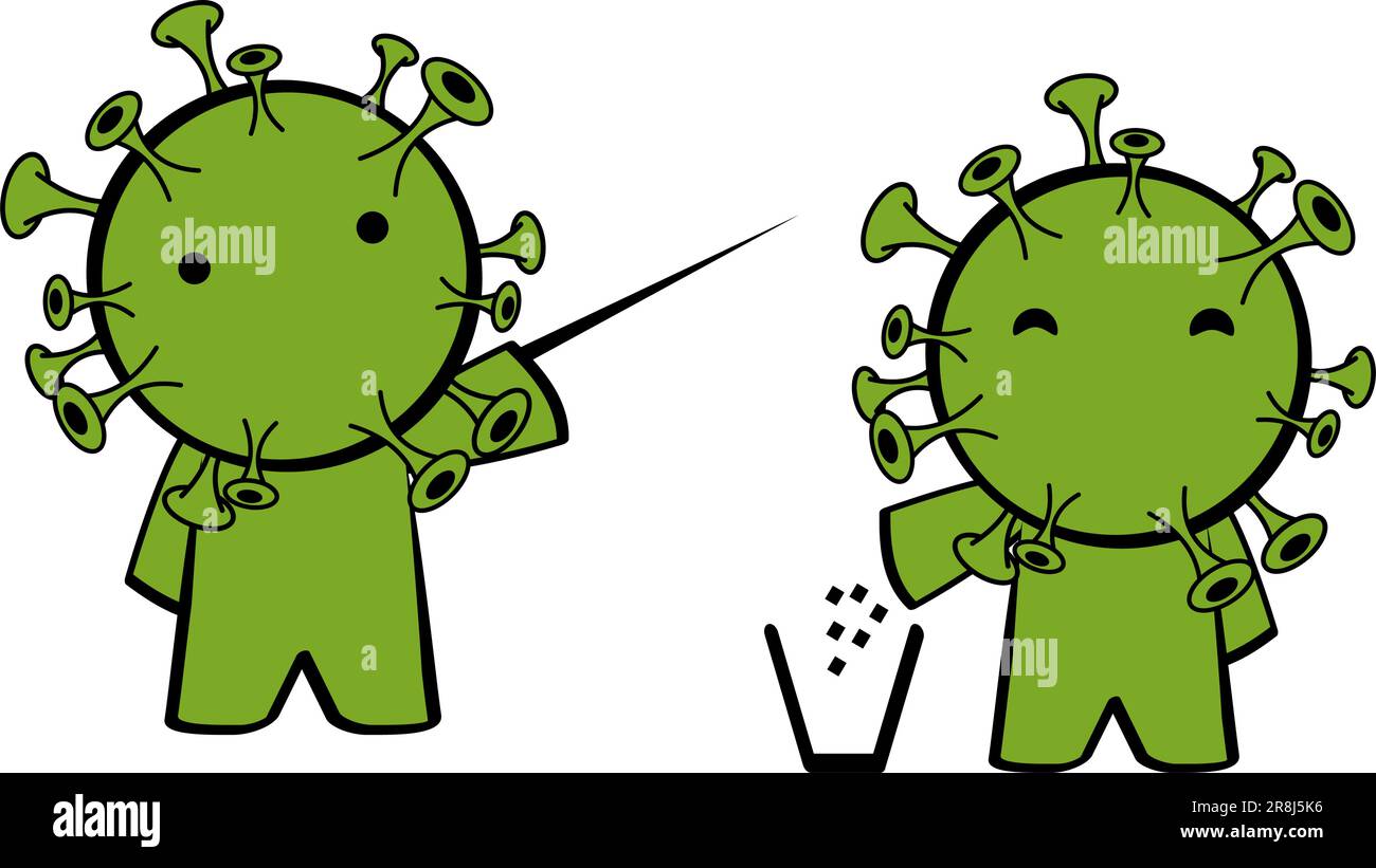 mignon personnage coronavirus expressions de dessin animé pack d'illustration de la colletion au format vectoriel Illustration de Vecteur