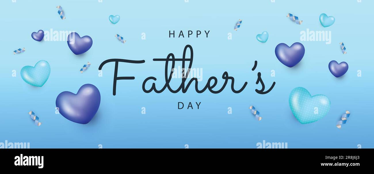 Carte de fête des pères sur fond bleu illustration vectorielle. Design Happy Father Day pour carte de vœux, affiche, bannière, impression, envoi. Illustration de Vecteur