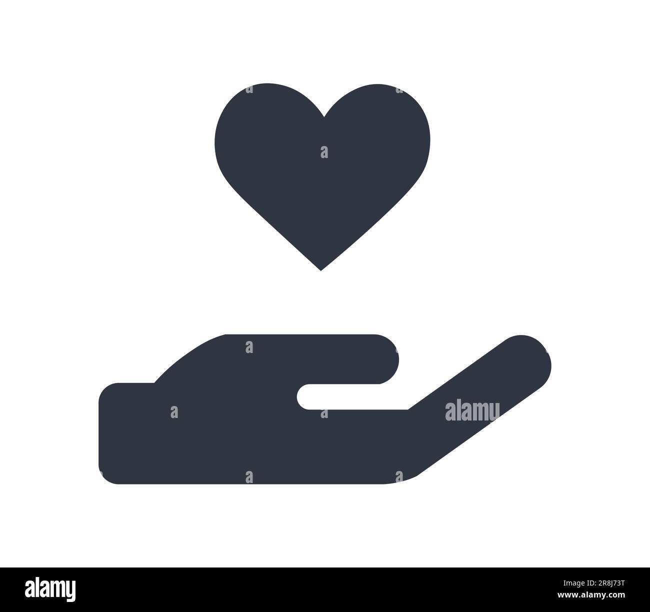 Symbole main et coeur isolé. Concept de don. Illustration de Vecteur