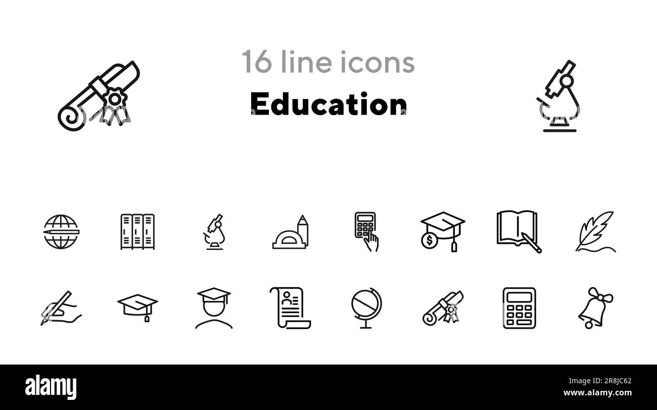 Jeu d'icônes de ligne d'éducation Illustration de Vecteur