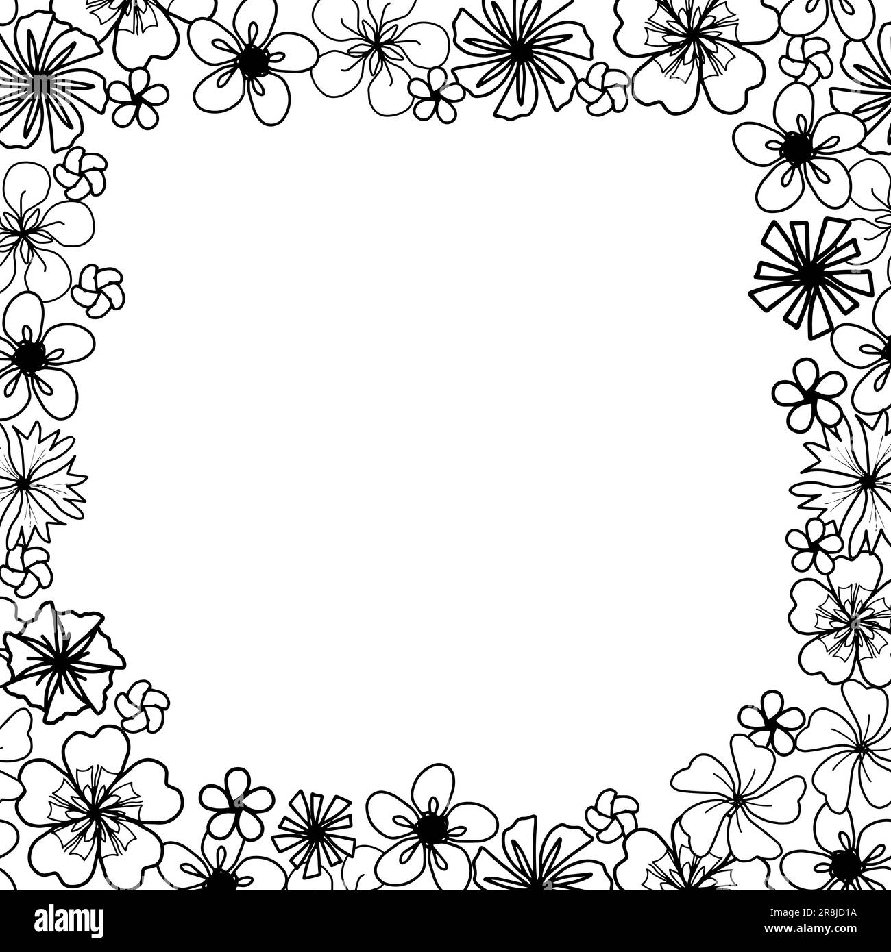 Couronne de fleurs isolée sur fond blanc. Motifs floraux sobres Illustration de Vecteur