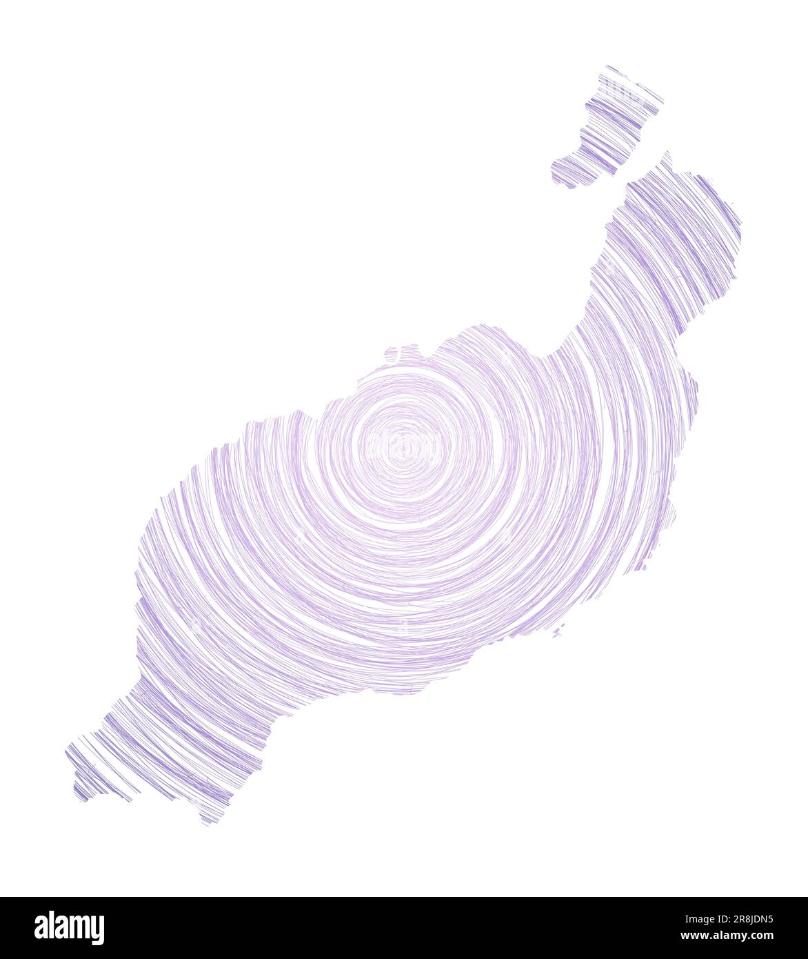 Carte de Lanzarote remplie de cercles concentriques. Esquissez des cercles de style en forme d'île. Illustration vectorielle. Illustration de Vecteur