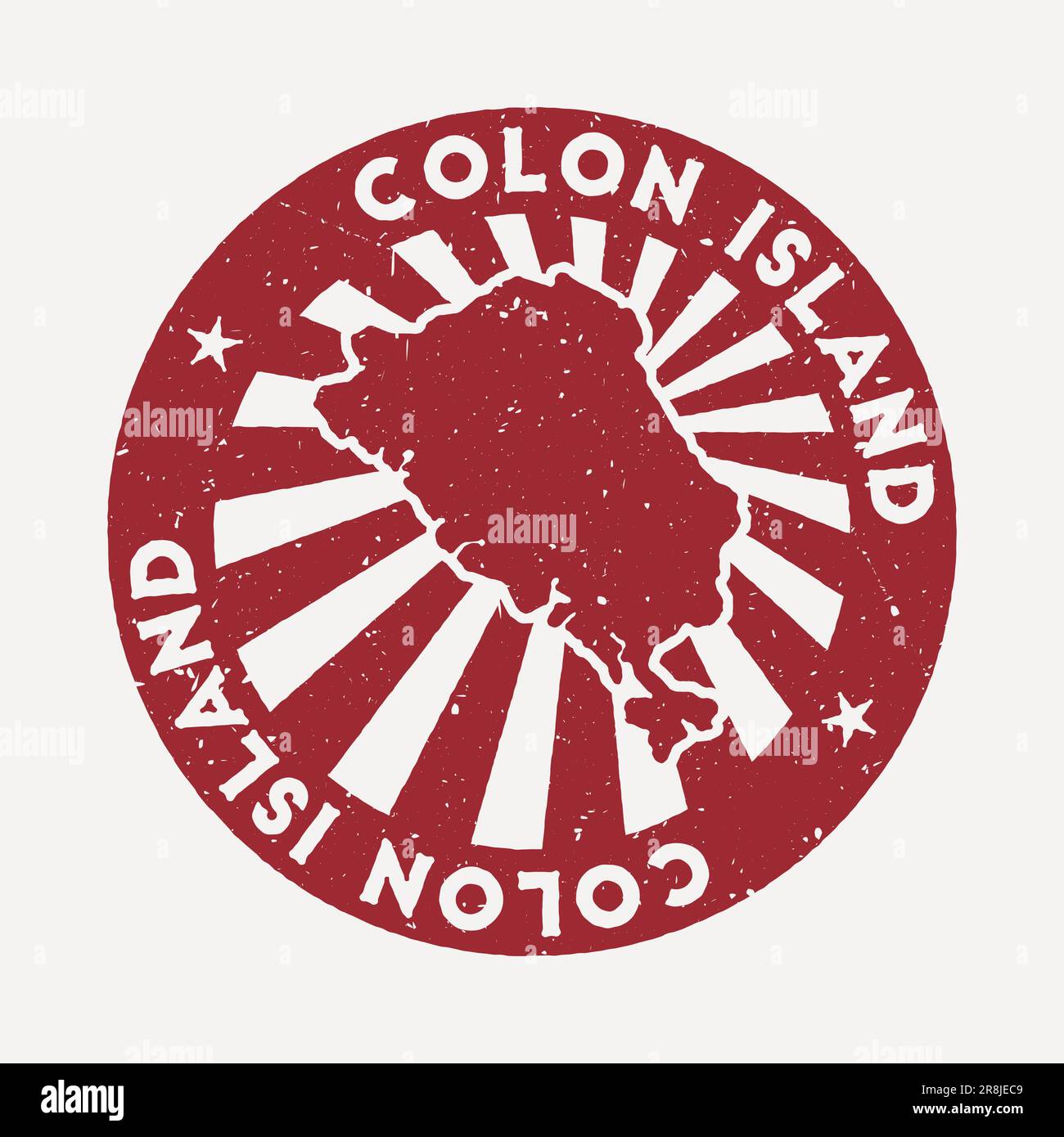 Timbre de l'île du colon. Tampon en caoutchouc rouge de voyage avec forme de bordure, illustration vectorielle. Illustration de Vecteur