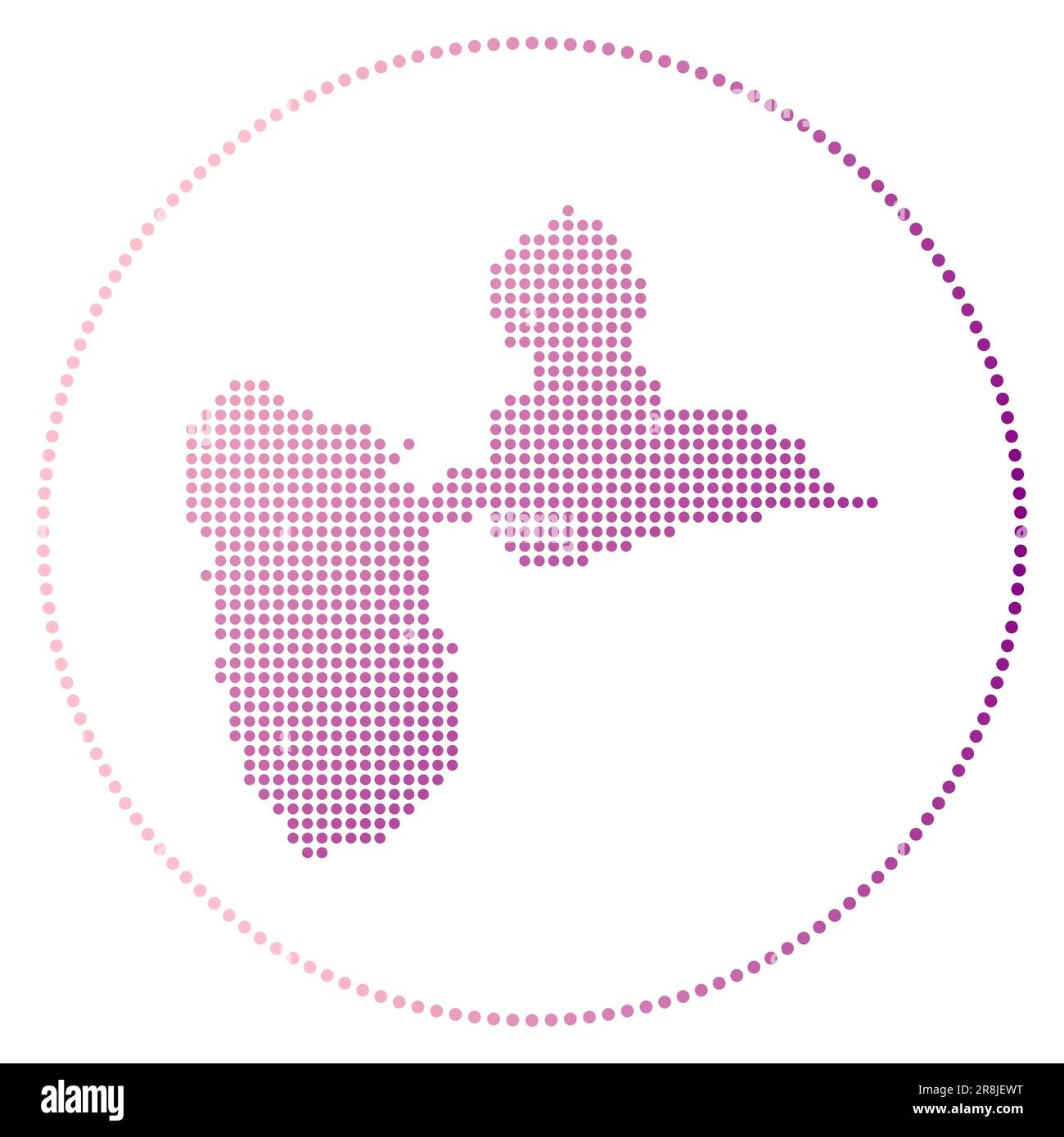 Badge numérique de Basse-Terre Island. Carte en pointillés de l'île de Basse-Terre en cercle. Icône technique avec points en dégradé. Illustration vectorielle moderne. Illustration de Vecteur