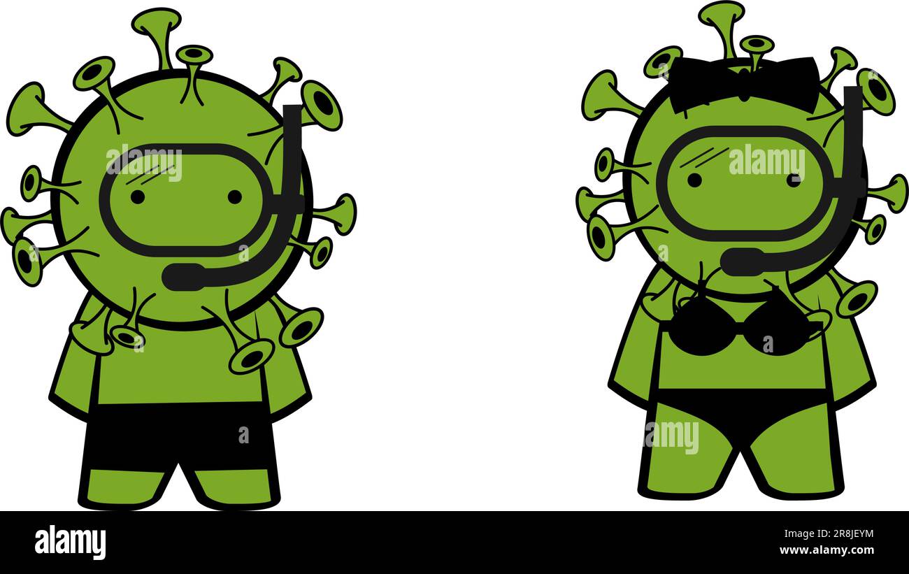 vacances coronavirus personnage de dessin animé expressions pack collertion illustration en format vectoriel Illustration de Vecteur