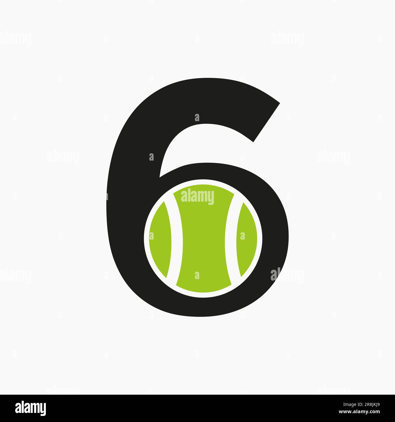 Logo tennis sur le concept lettre 6. Logotype sportif de tennis modèle vectoriel de symbole Illustration de Vecteur