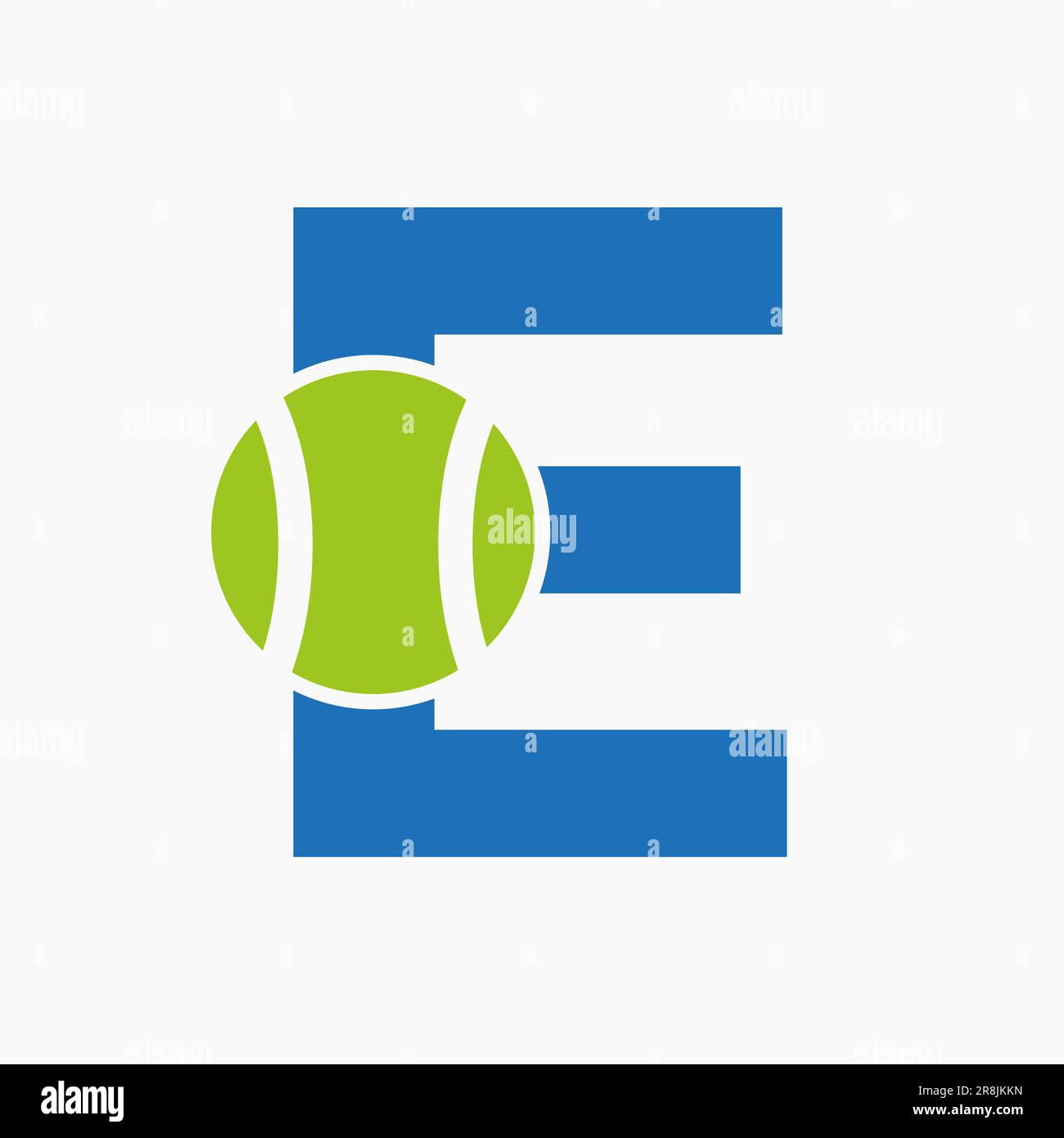Logo tennis sur le concept de la lettre E. Logotype sportif de tennis modèle vectoriel de symbole Illustration de Vecteur