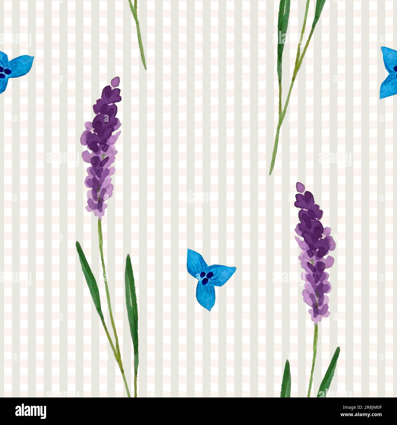Motif fleurs lavande et lin aquarelle sur tissu en lin de style provençal. Illustration vectorielle Illustration de Vecteur