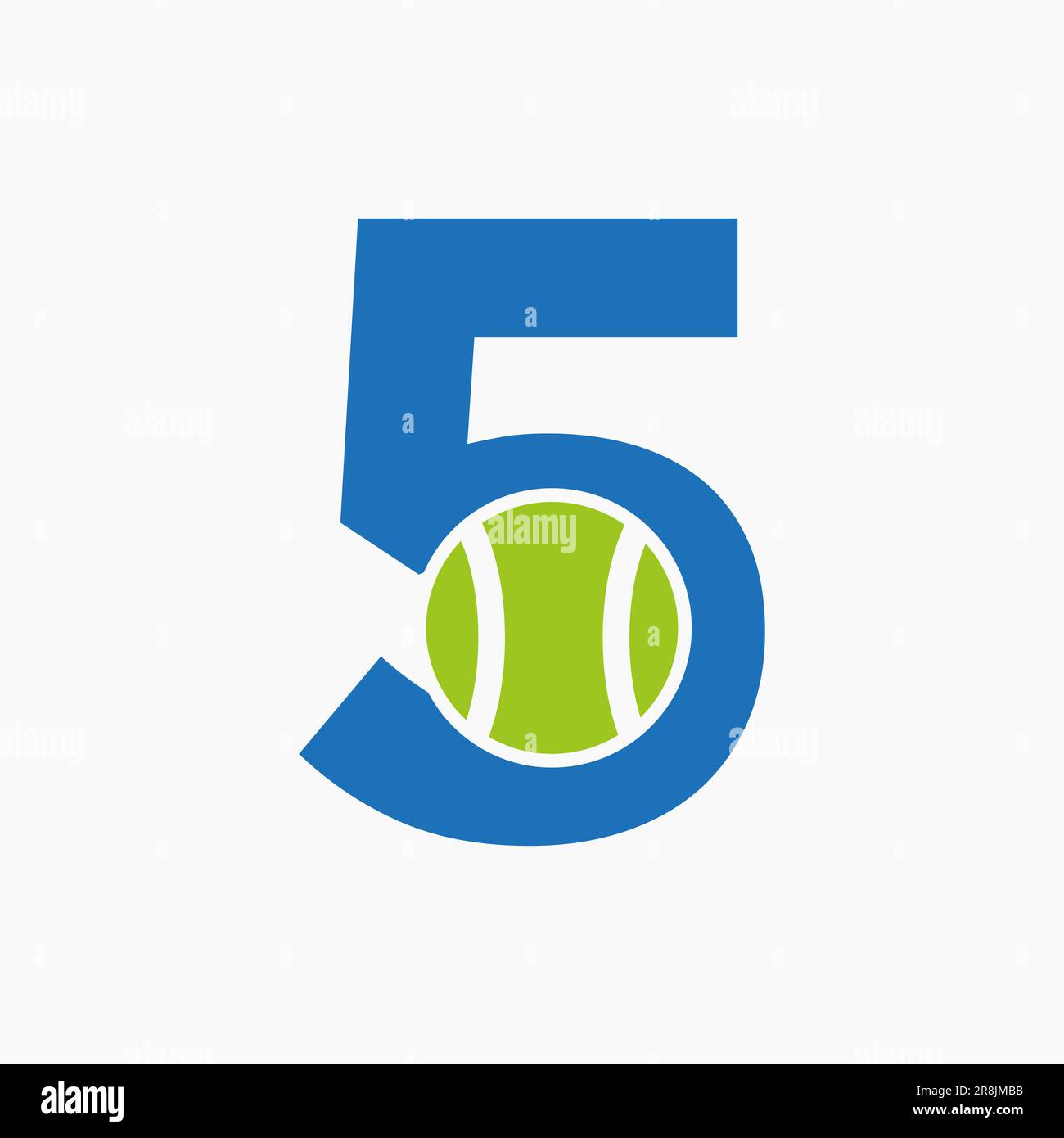 Logo tennis sur le concept lettre 5. Logotype sportif de tennis modèle vectoriel de symbole Illustration de Vecteur