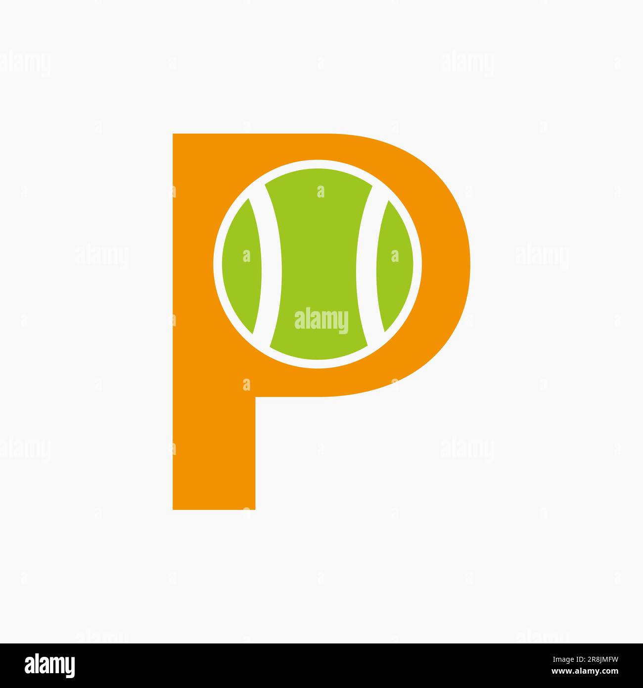 Logo tennis sur le concept lettre P. Logotype sportif de tennis modèle vectoriel de symbole Illustration de Vecteur