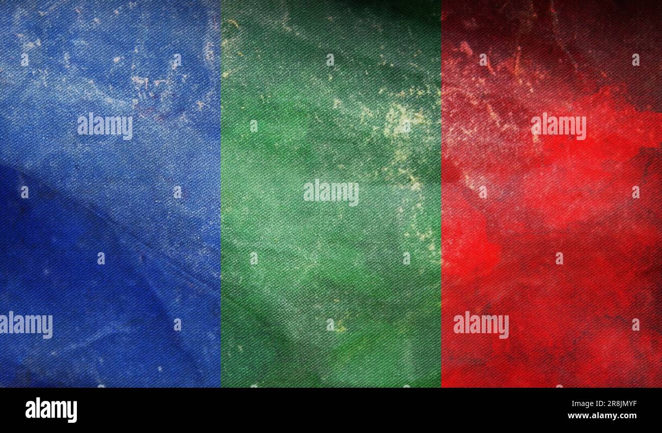 Drapeau rétro du Niger Congo peuples Nupe peuple avec texture grunge. drapeau représentant le groupe ethnique ou la culture, autorités régionales. pas de mât. Plan Banque D'Images