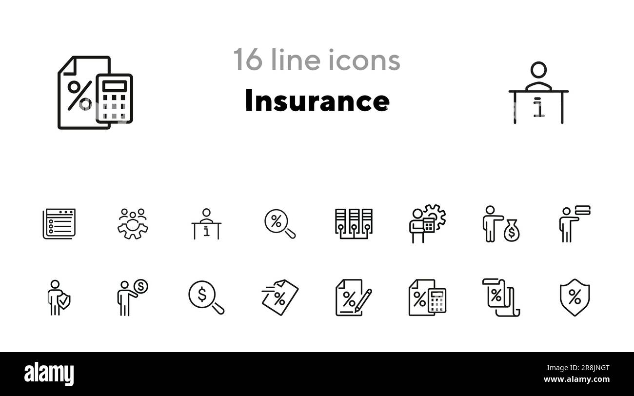 Icône de ligne d'assurance définie Illustration de Vecteur