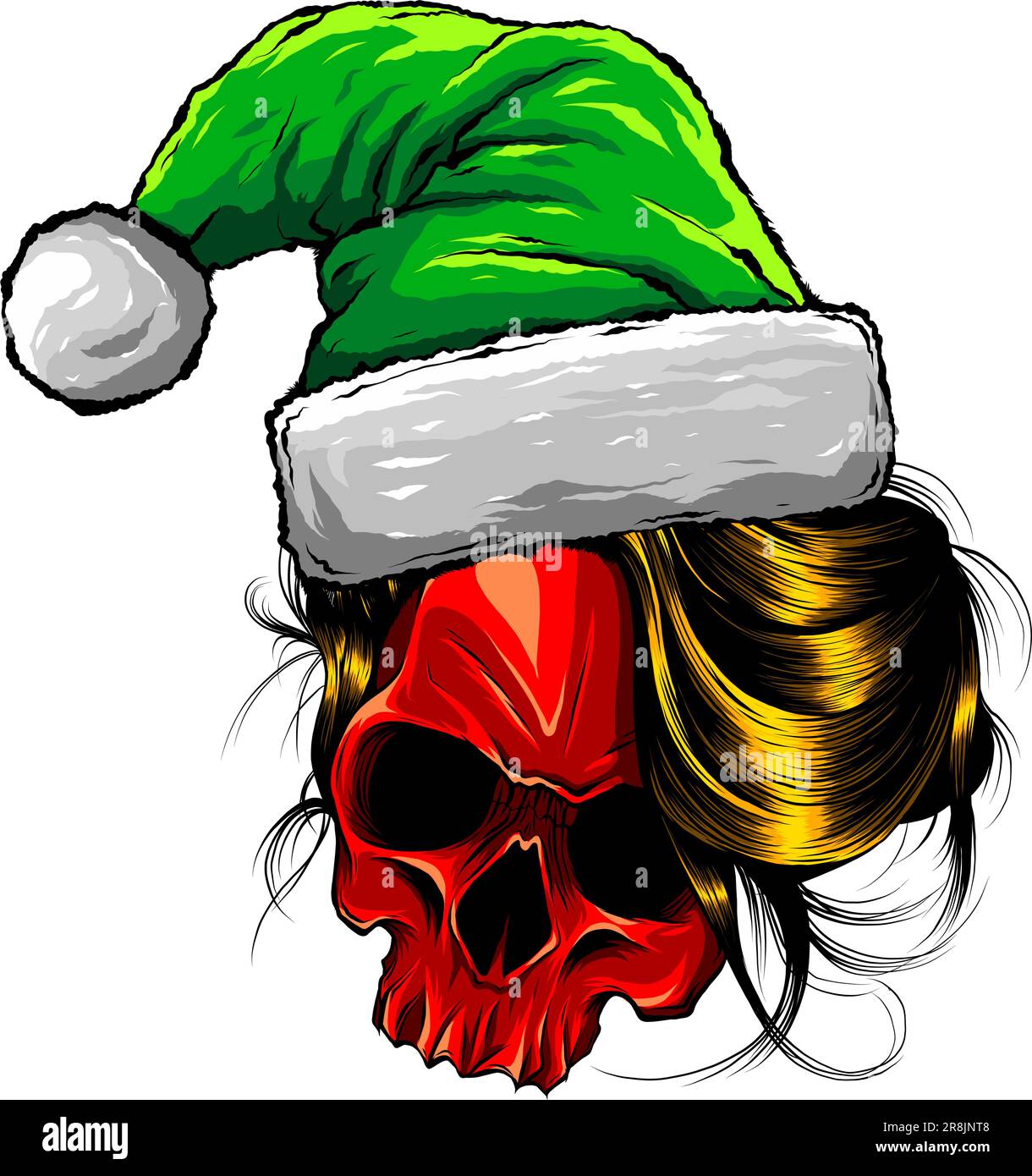 Illustration vectorielle crâne de Noël. t-shirts de style vintage Illustration de Vecteur