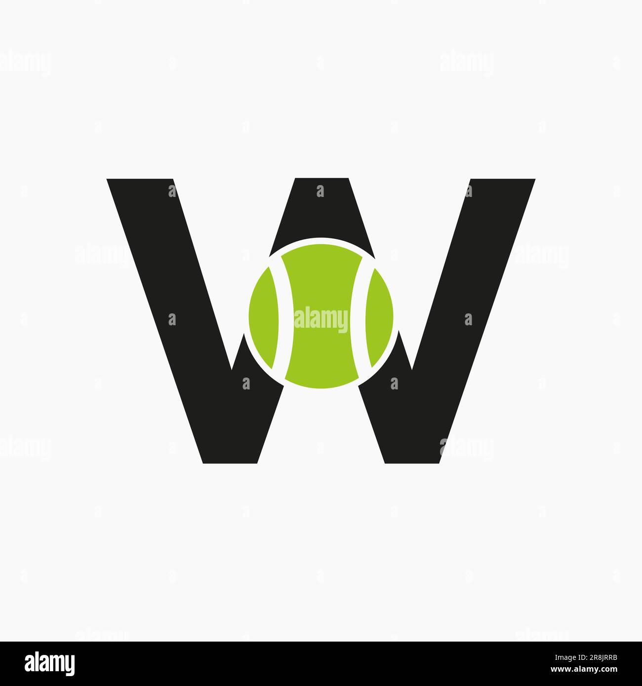 Logo tennis sur le concept lettre W. Logotype sportif de tennis modèle vectoriel de symbole Illustration de Vecteur