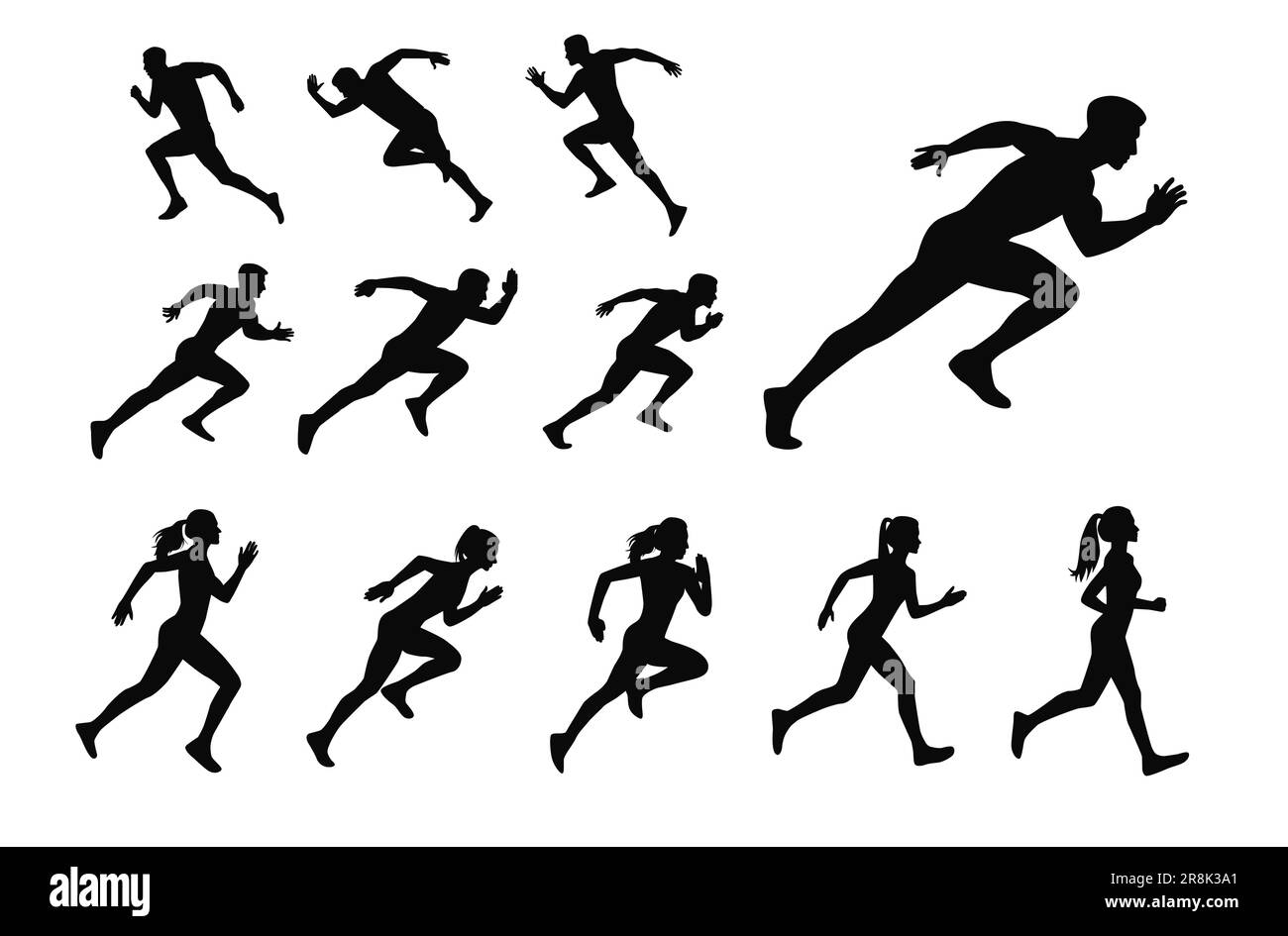 Silhouette de running pour homme et femme Illustration de Vecteur