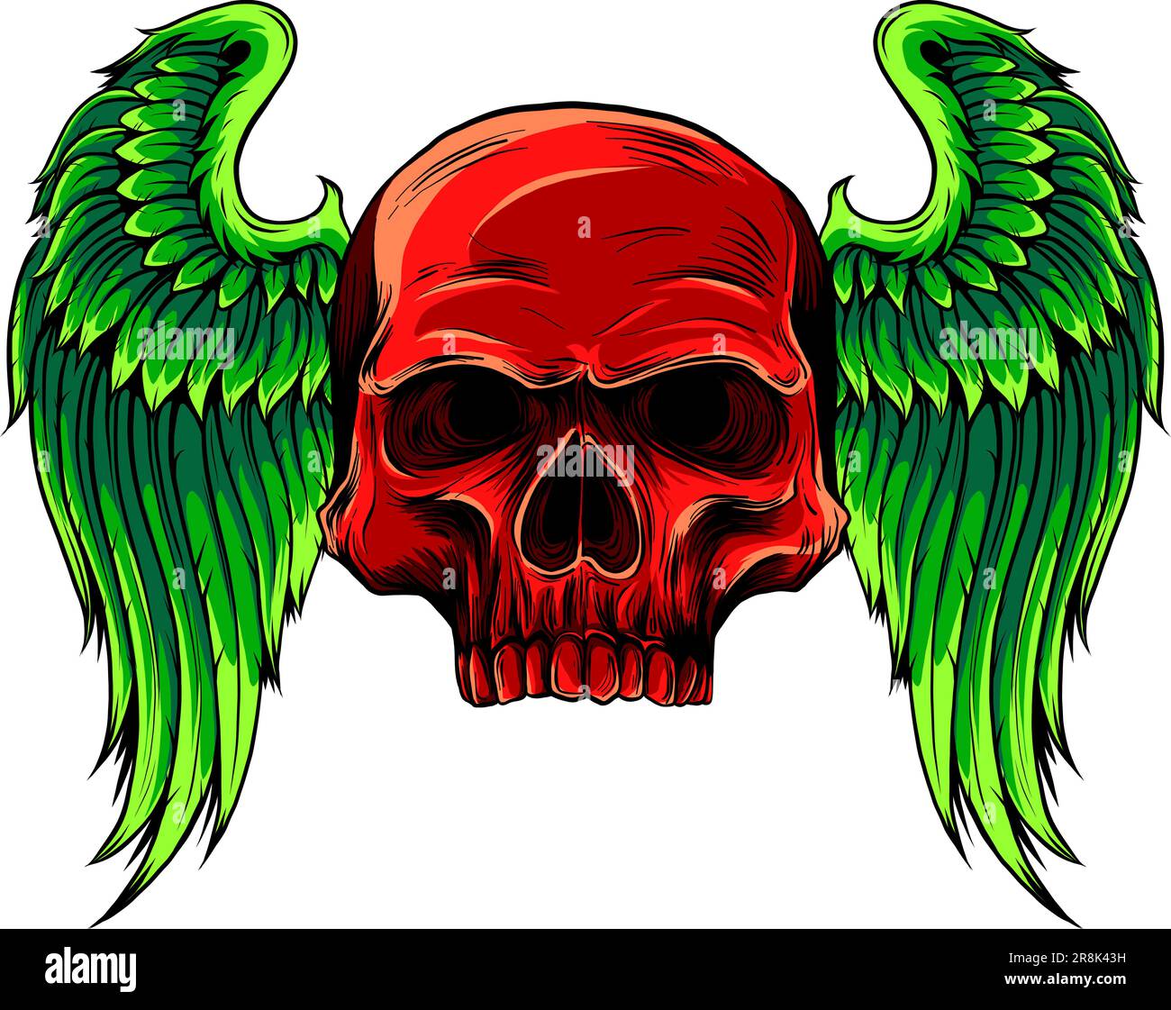 illustration tête de crâne avec ailes d'ange Illustration de Vecteur