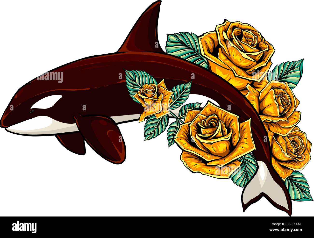 Orque avec illustration vectorielle de roses Illustration de Vecteur