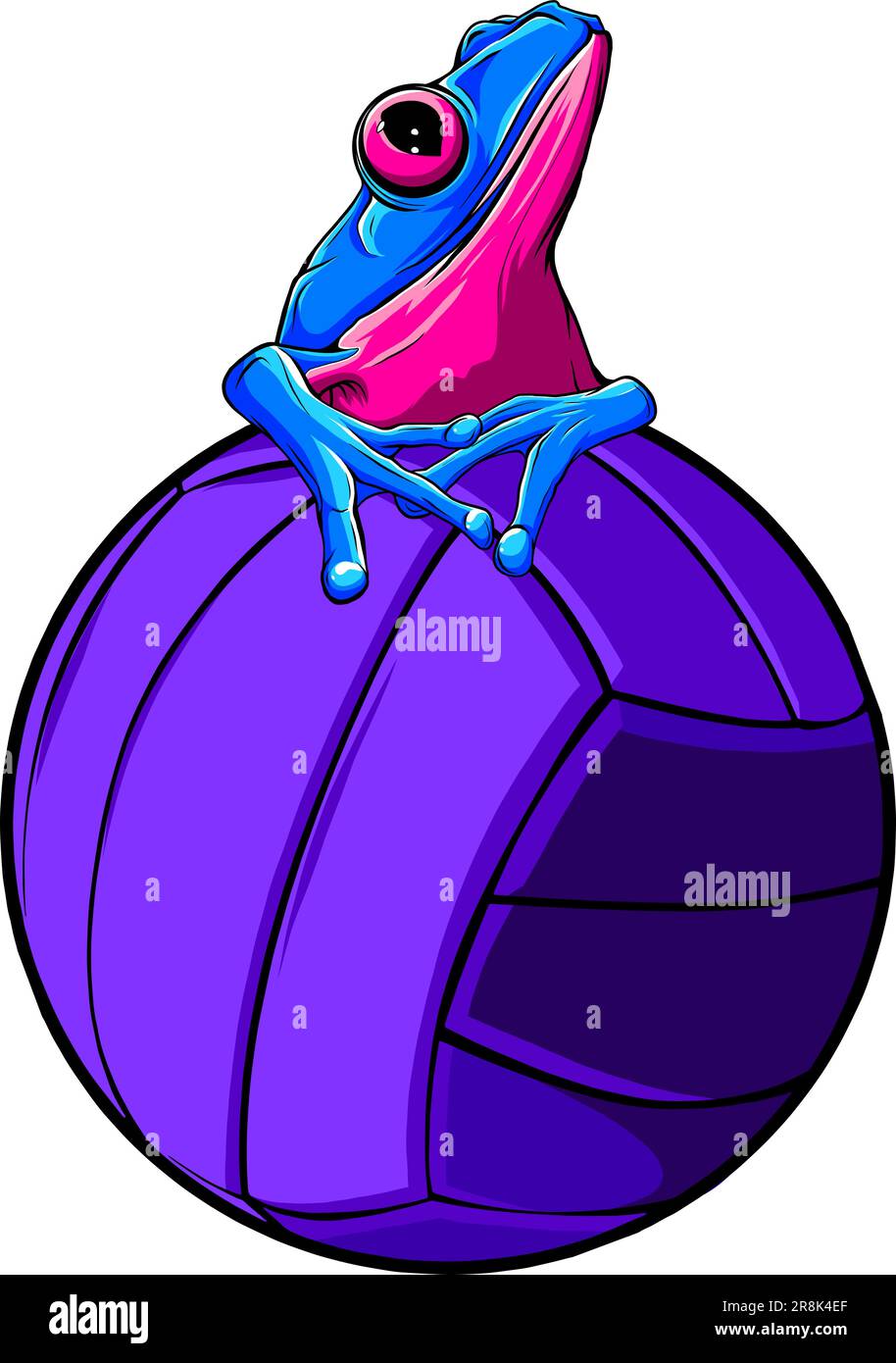 Ballon de volley avec motif vectoriel grenouille Illustration de Vecteur