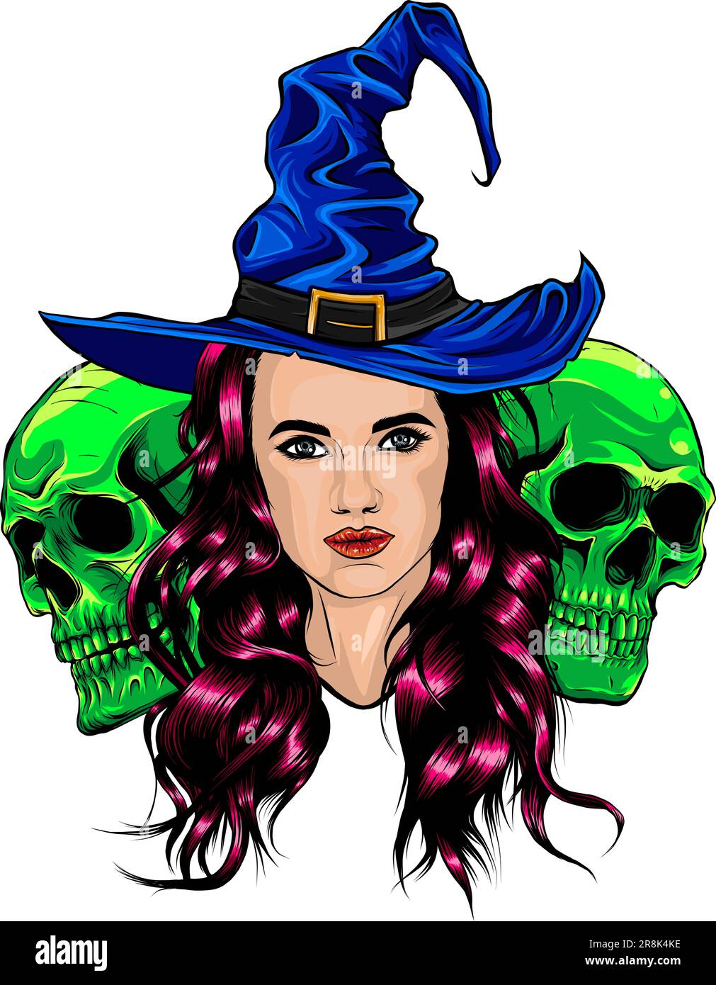 Sorcière morte avec deux crânes de sucre. vecteur Illustration de Vecteur