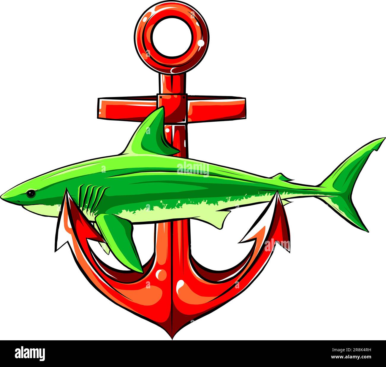 illustration vectorielle d'un requin autour de l'ancrage Illustration de Vecteur