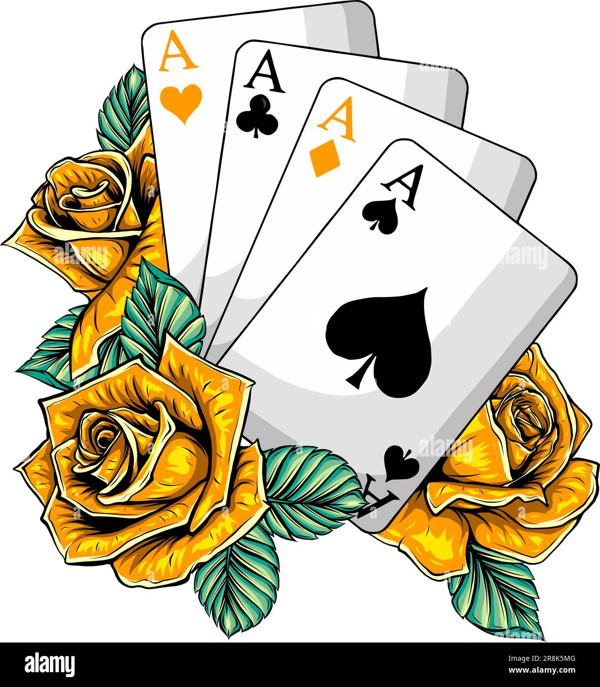 tatouage de carte de poker four as, illustration vectorielle Illustration de Vecteur
